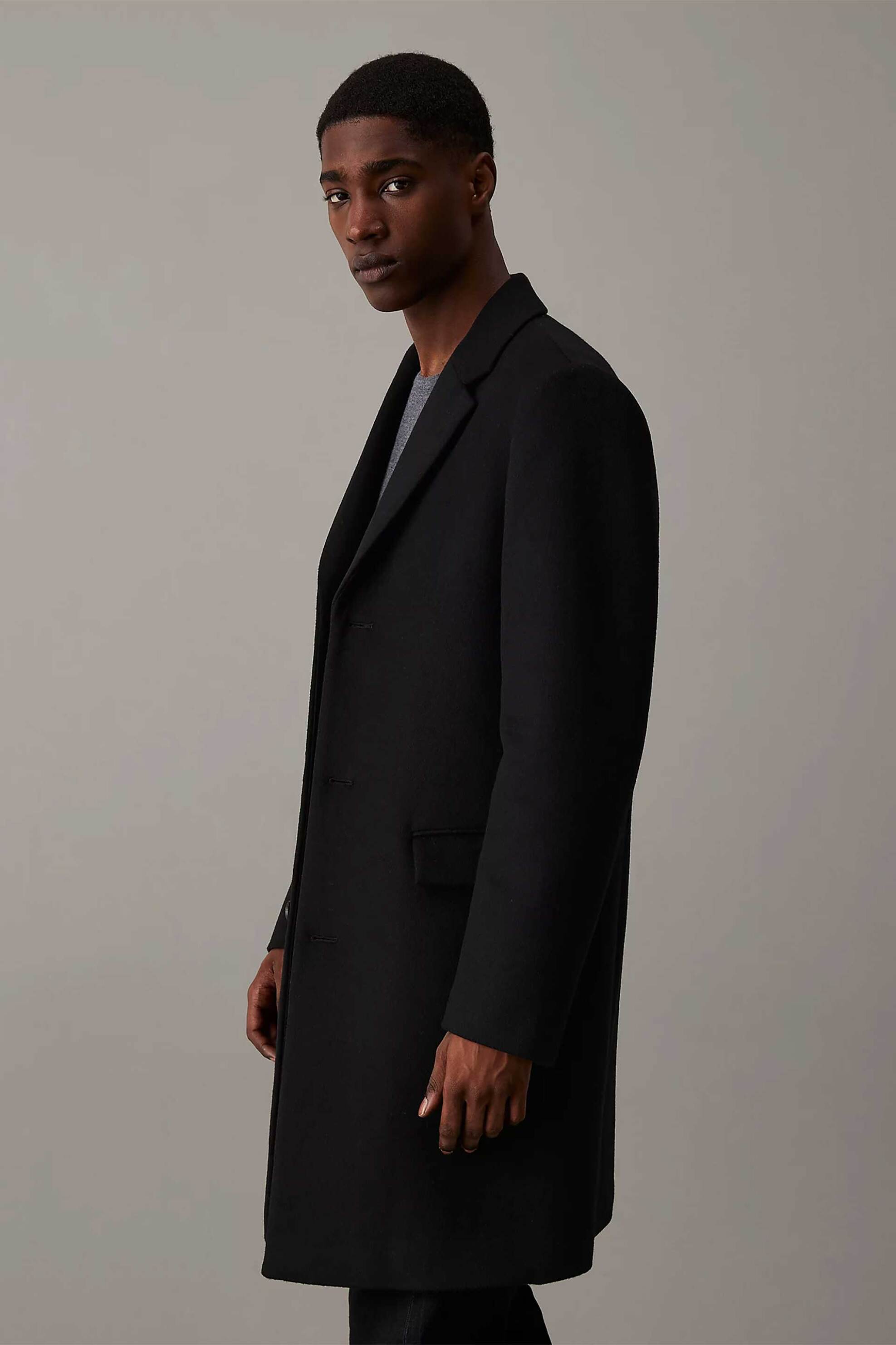 Calvin Klein ανδρικό παλτό από μαλλί Slim Fit - K10K113664 Μαύρο φωτογραφία