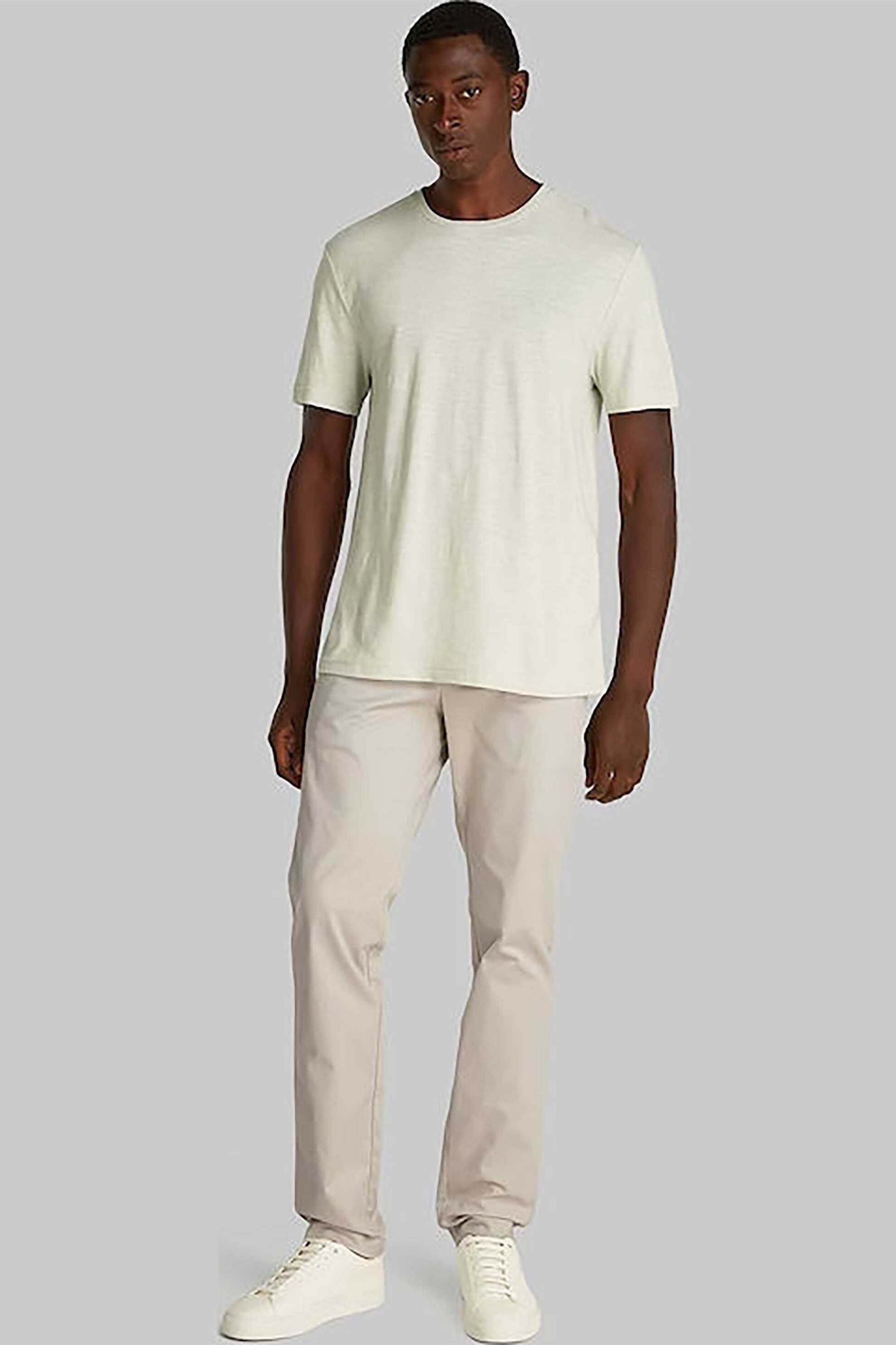 Calvin Klein ανδρικό παντελόνι chino stretch σατέν Slim Fit - K10K113429 Λευκό