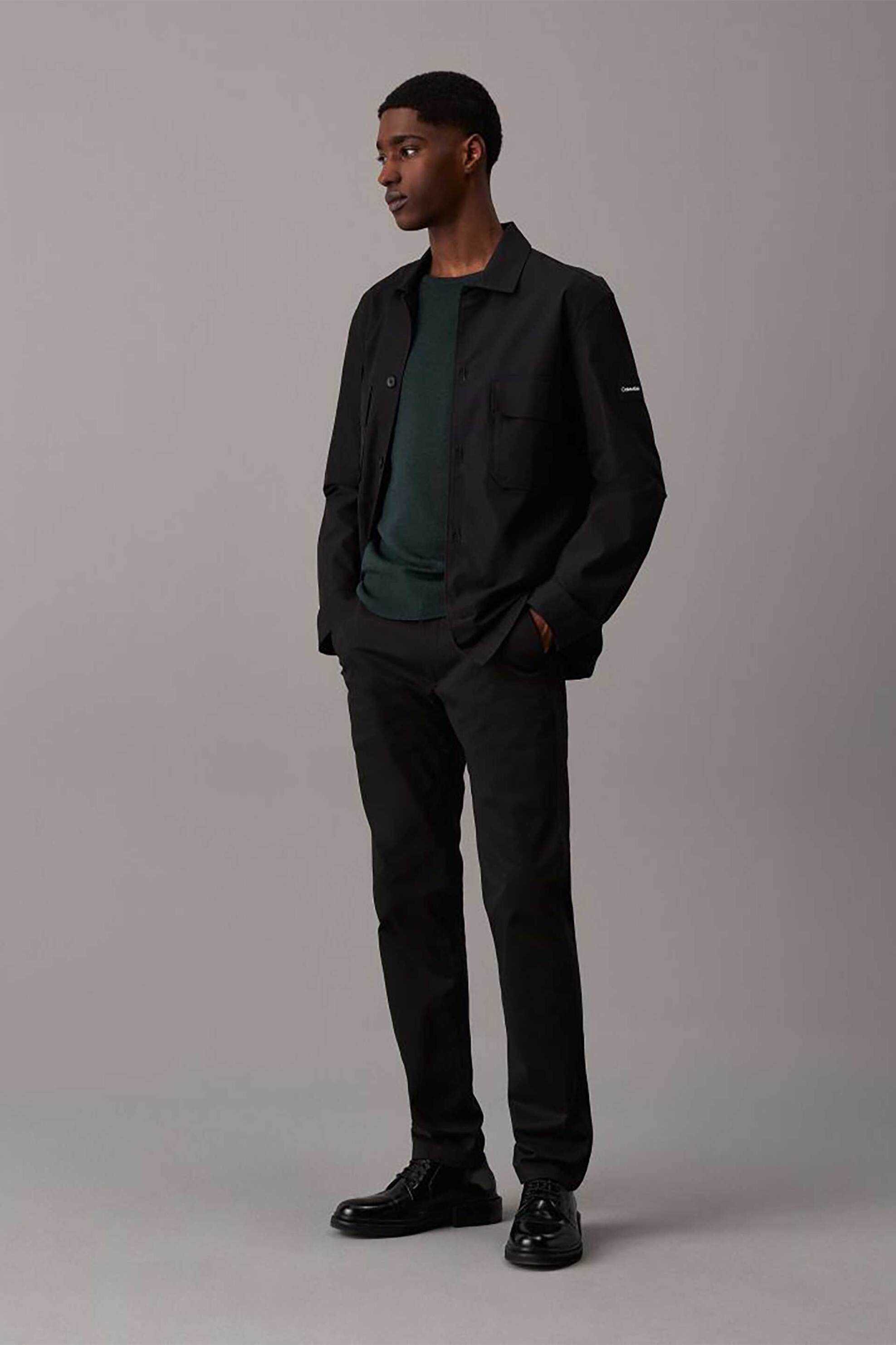 Calvin Klein ανδρικό παντελόνι chino stretch σατέν Slim Fit - K10K113429 Μαύρο