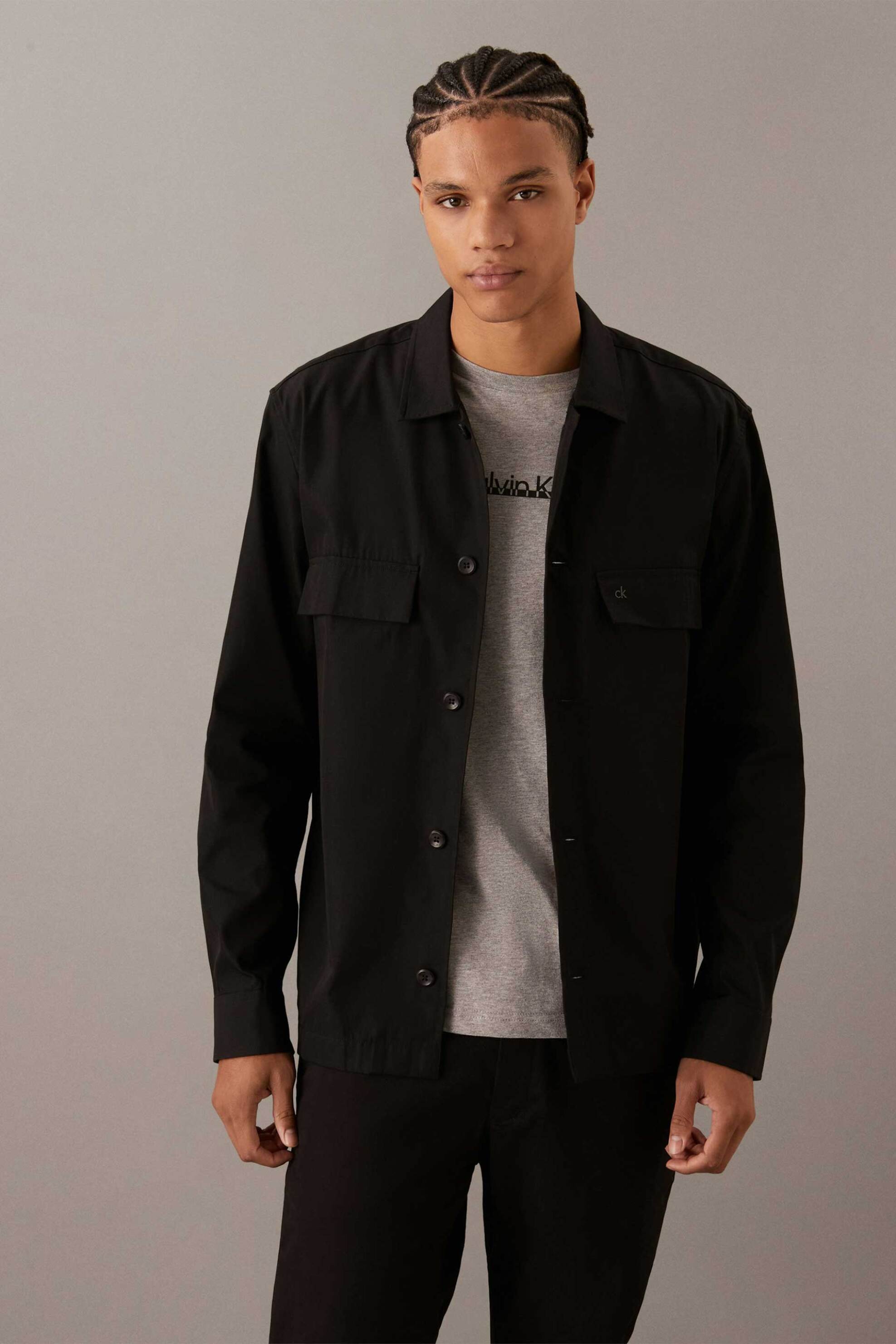 CALVIN KLEIN Calvin Klein ανδρικό overshirt με κεντημένο monogram Boxy Fit - K10K113815 Μαύρο