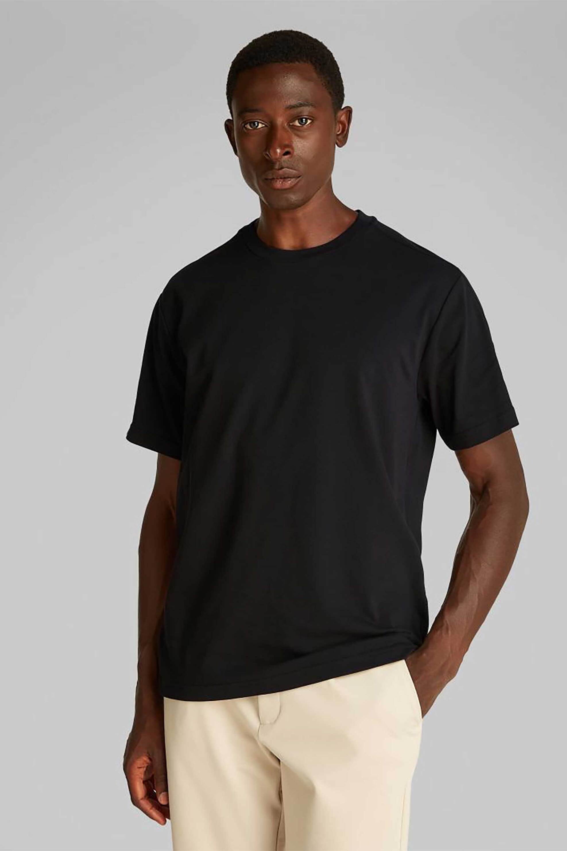 Calvin Klein ανδρικό T-shirt πικέ μονόχωμο Regular Fit - K10K114173 Μαύρο