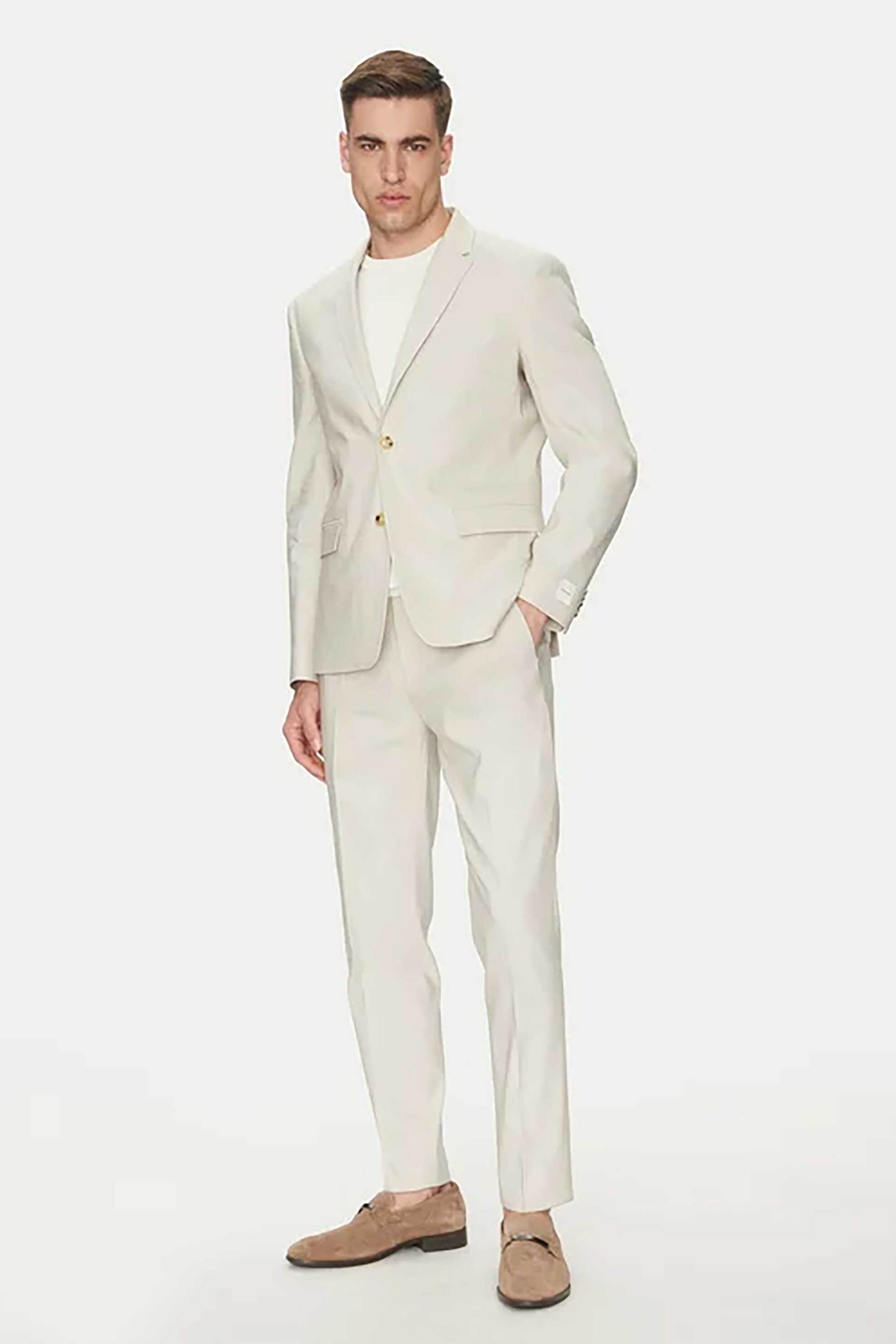 Calvin Klein ανδρικό παντελόνι κοστουμιού Slim Fit - K10K114400 Λευκό