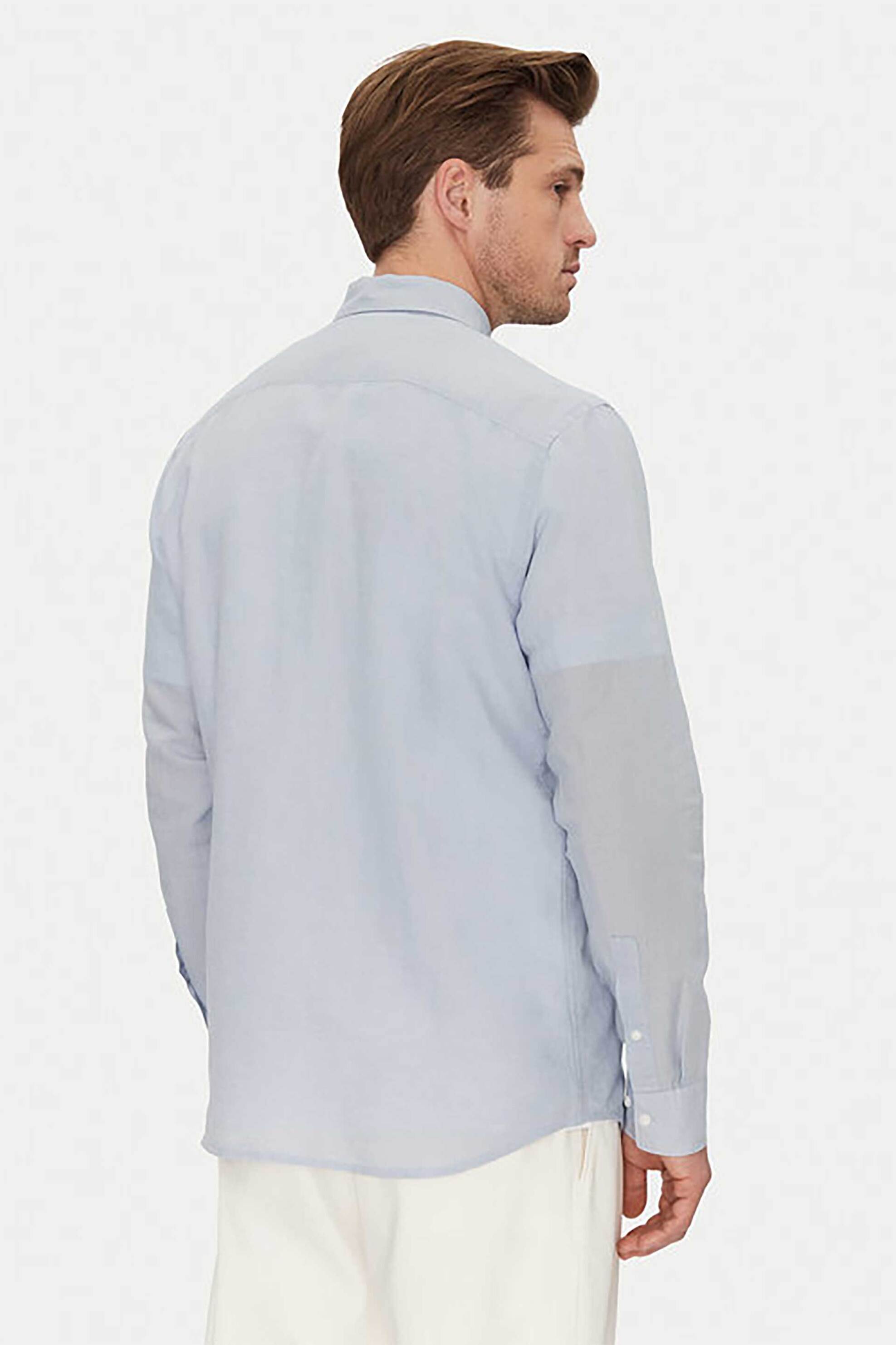 Calvin Klein Ανδρικό Πουκάμισο Μονόχρωμο Regular Fit - K10K114488 Μπλε Ανοιχτό