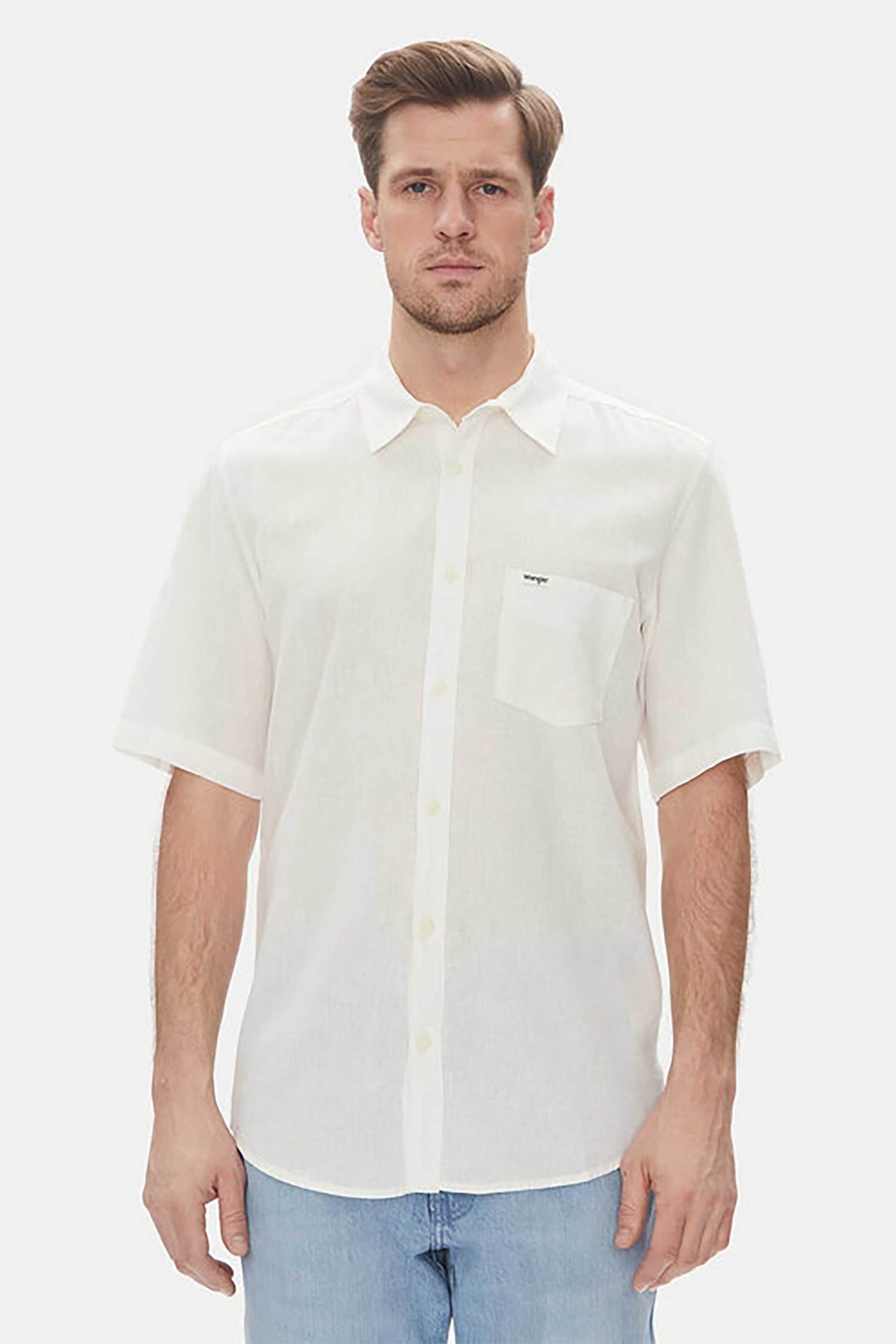 Calvin Klein ανδρικό πουκάμισο μονόχρωμο Regular Fit - K10K114488 Λευκό