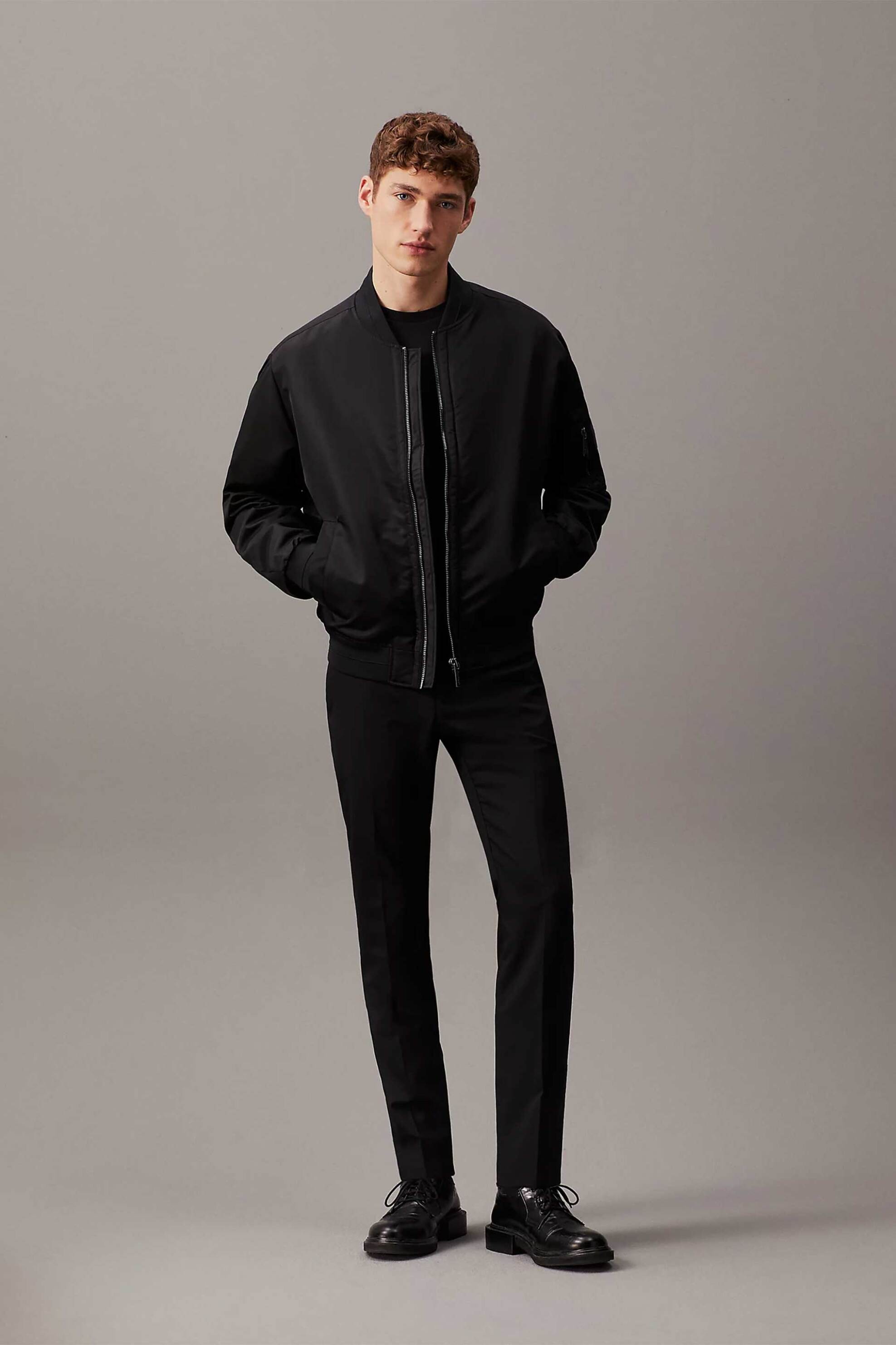 CALVIN KLEIN Calvin Klein ανδρικό μάλλινο παντελόνι κοστουμιού Slim Fit - K10K103084 Μαύρο