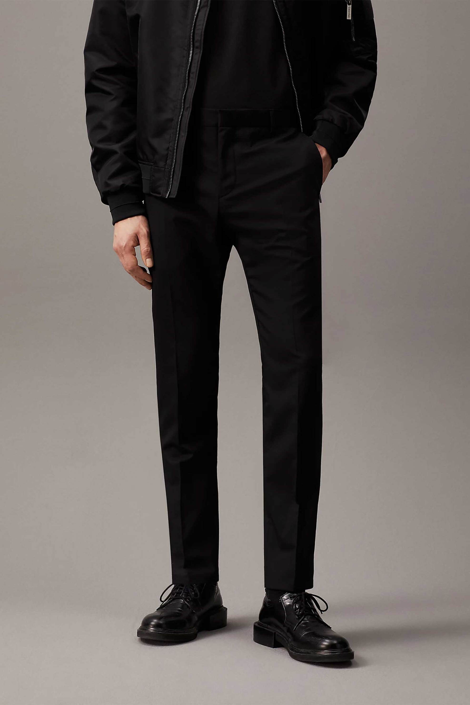 Calvin Klein ανδρικό μάλλινο παντελόνι κοστουμιού Slim Fit - K10K103084 Μαύρο φωτογραφία