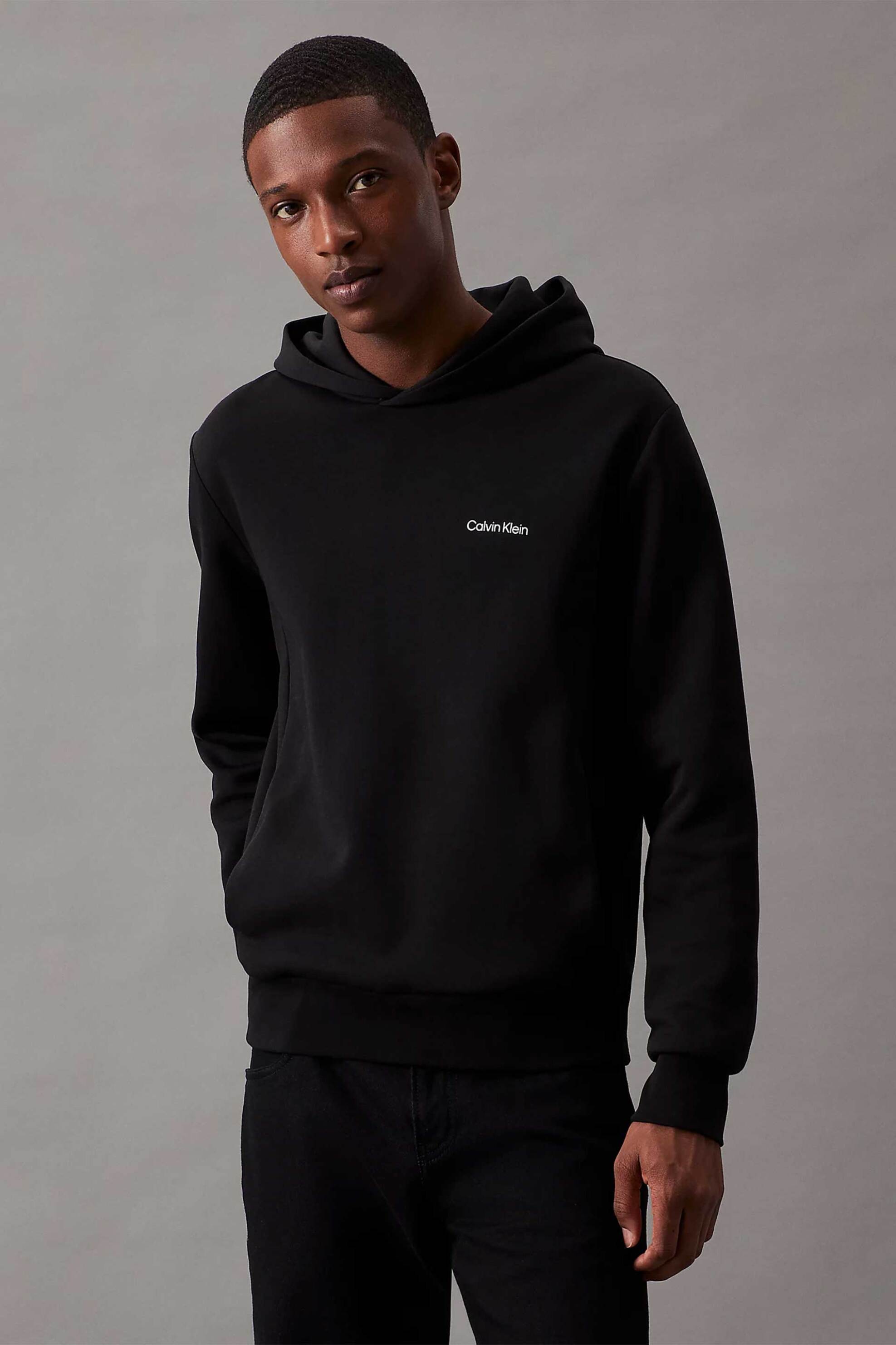 Calvin Klein ανδρική μπλούζα φούτερ με κουκούλα και λογότυπο Regular Fit - K10K109927 Μαύρο