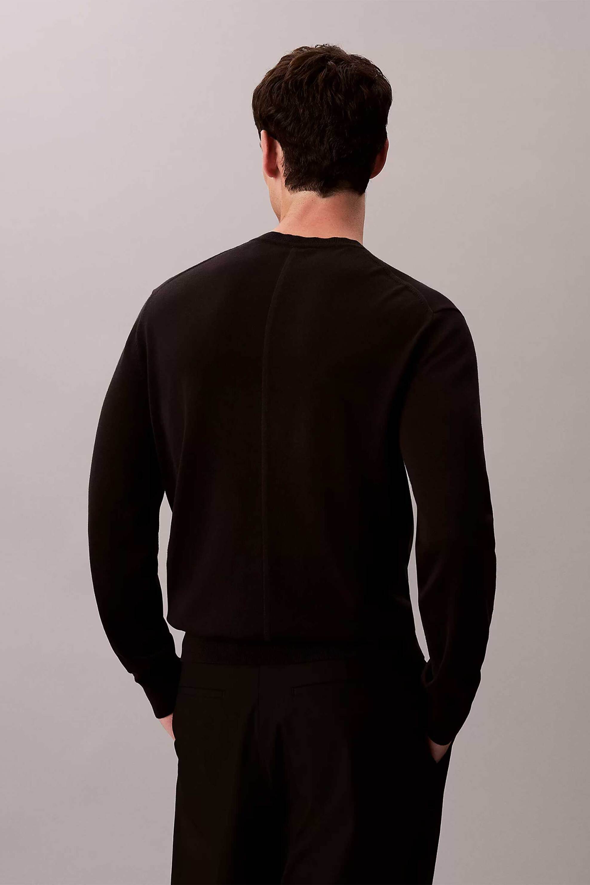 Calvin Klein Ανδρικό Πουλόβερ Μονόχρωμο Regular Fit - Lv040Bm343 Μαύρο