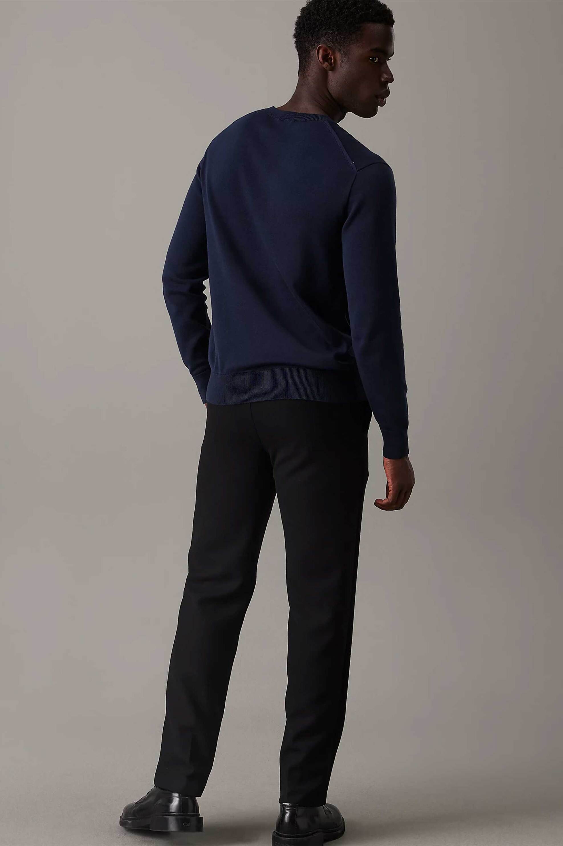 Calvin Klein Ανδρικό Πουλόβερ Μονόχρωμο Regular Fit - Lv040Bm343 Μπλε Σκούρο