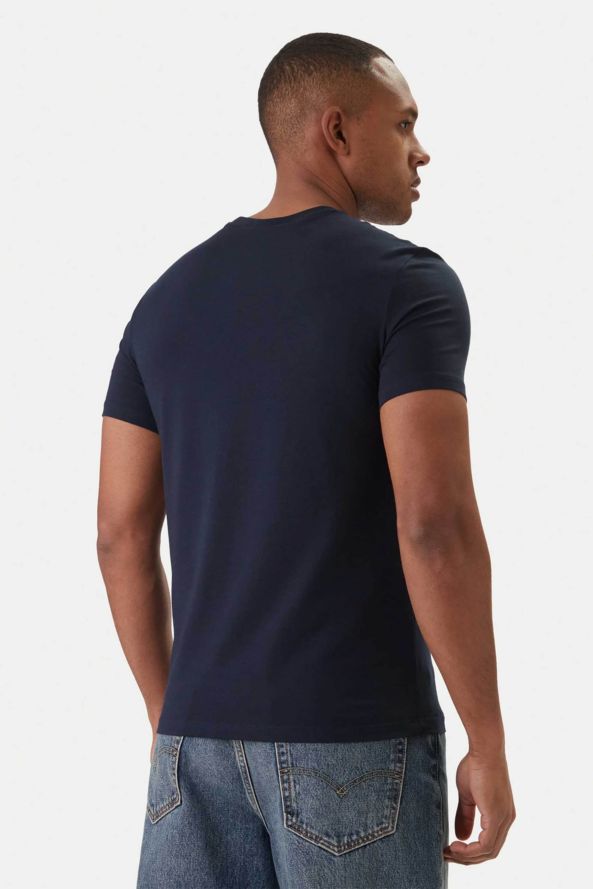 Calvin Klein Ανδρικό T-Shirt με Κεντημένο Monogram Slim Fit - Lv04Lc240G Μπλε Σκούρο