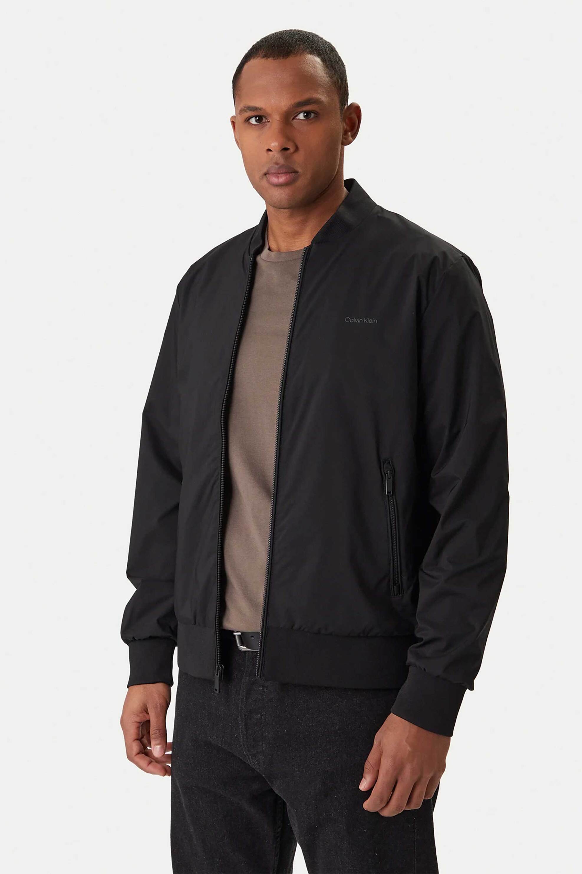 Calvin Klein ανδρικό bomber jacket με λογότυπο Regular Fit - LV040FM512 Μαύρο