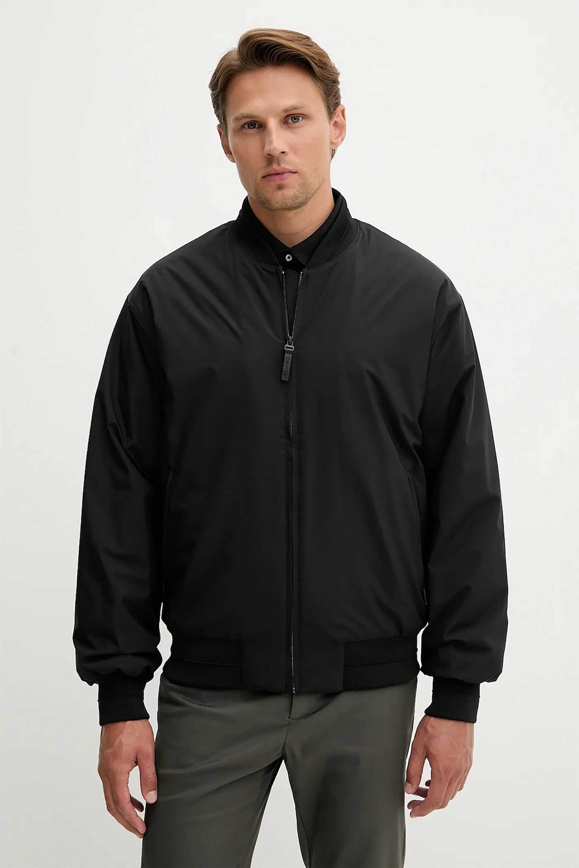 Calvin Klein ανδρικό bomber jacket μονόχρωμο Regular Fit - LV04LC513G Μαύρο