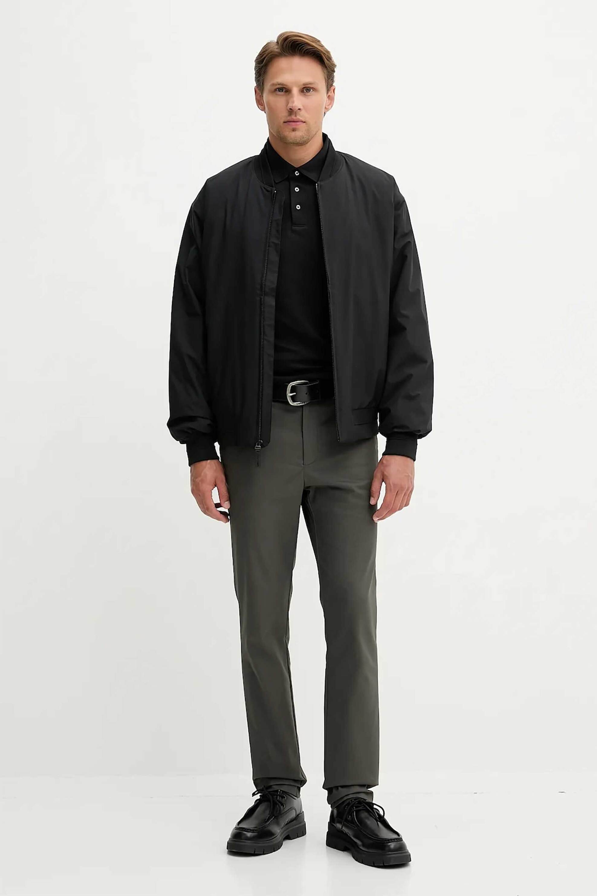 Calvin Klein ανδρική μπλούζα πόλο με κεντημένο monogram Regular Fit - LV040EM909 Μαύρο φωτογραφία