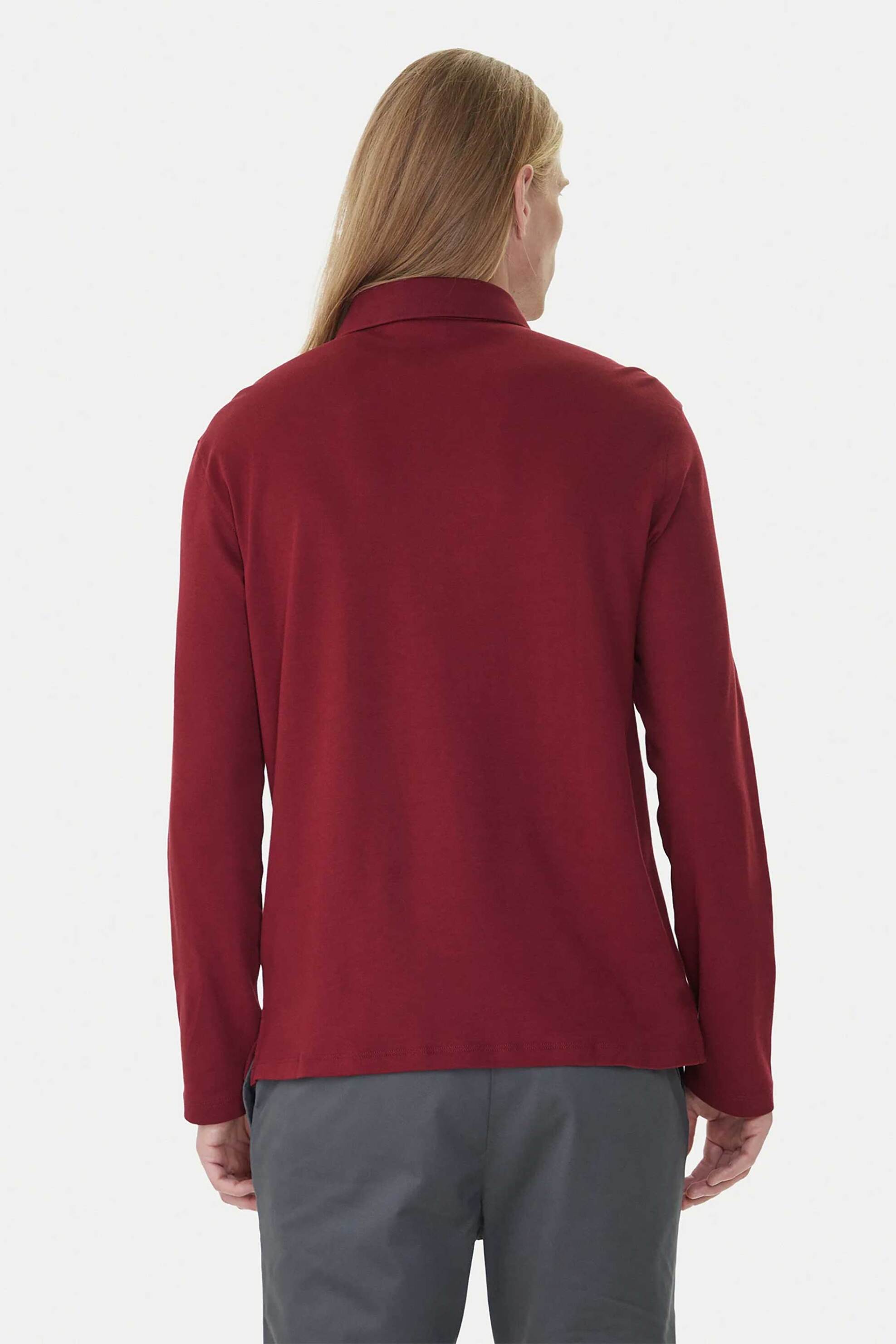 Calvin Klein ανδρική μπλούζα πόλο με κεντημένο monogram Regular Fit - LV040EM909 Μπορντό φωτογραφία
