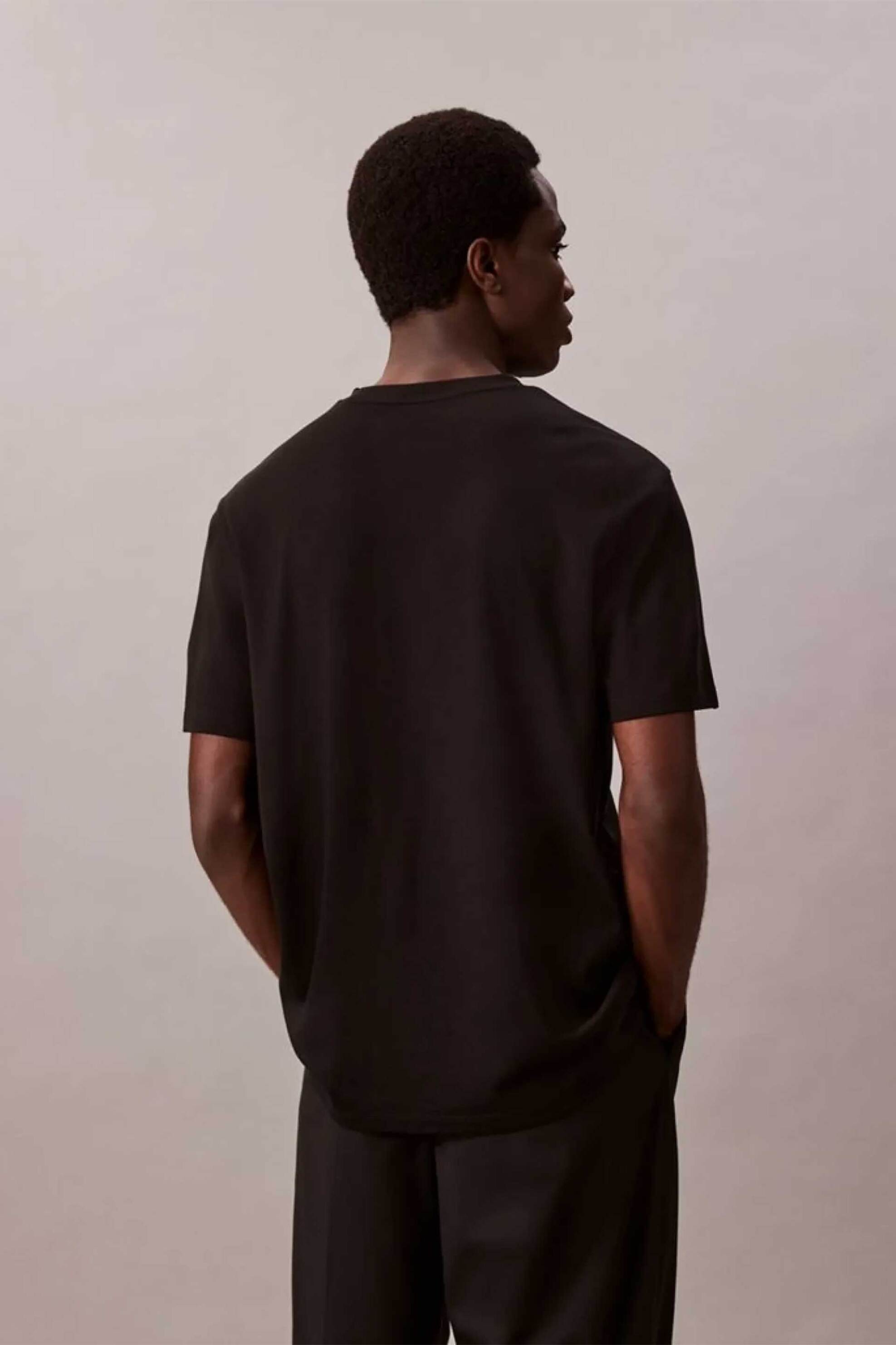 Calvin Klein Ανδρικό T-Shirt με Κεντημένο Monogram Regular Fit - Lv04Lb275Ga Μαύρο