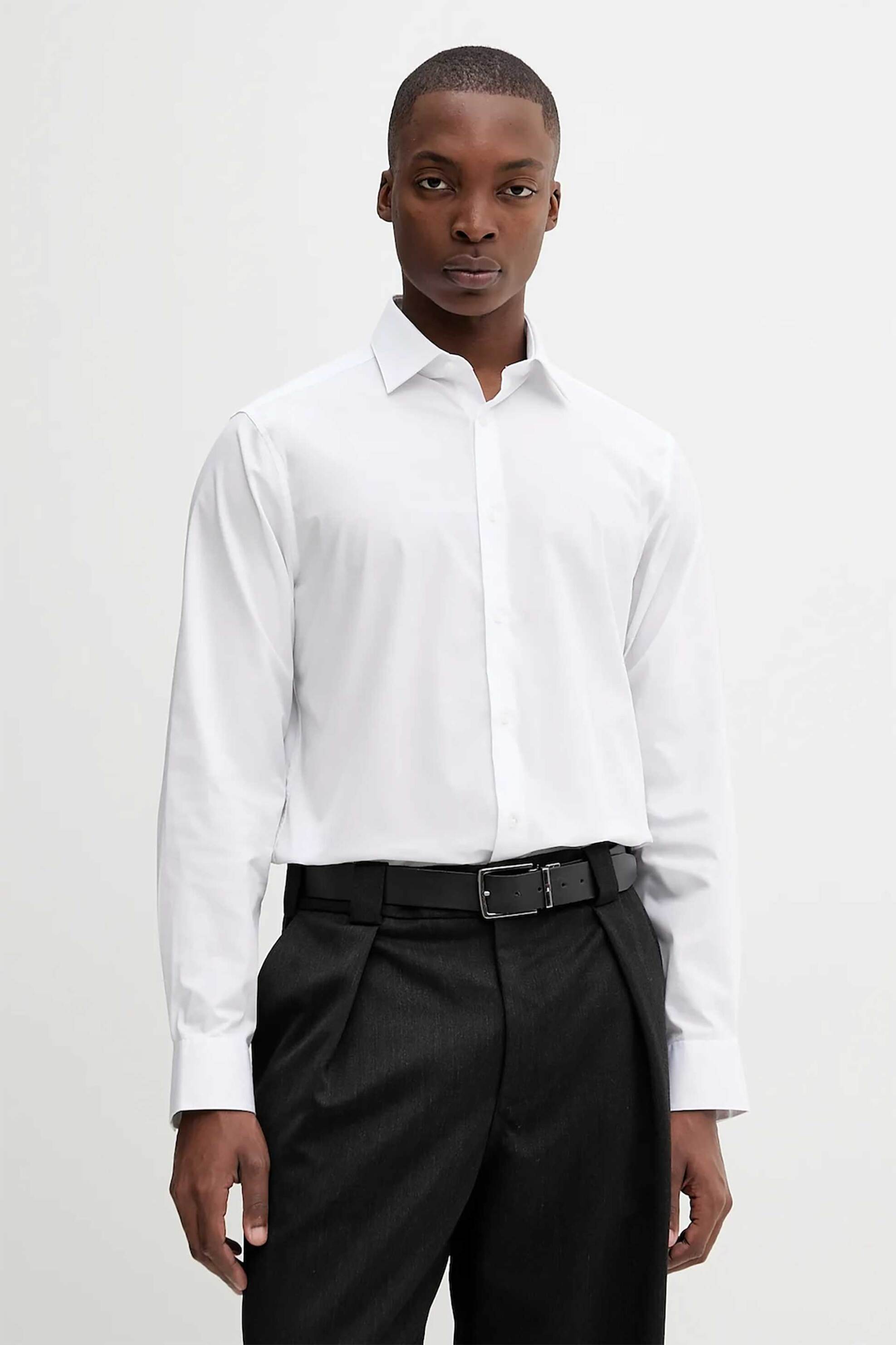 Calvin Klein ανδρικό πουκάμισο μονόχρωμο Slim Fit - LV019EU001 Λευκό