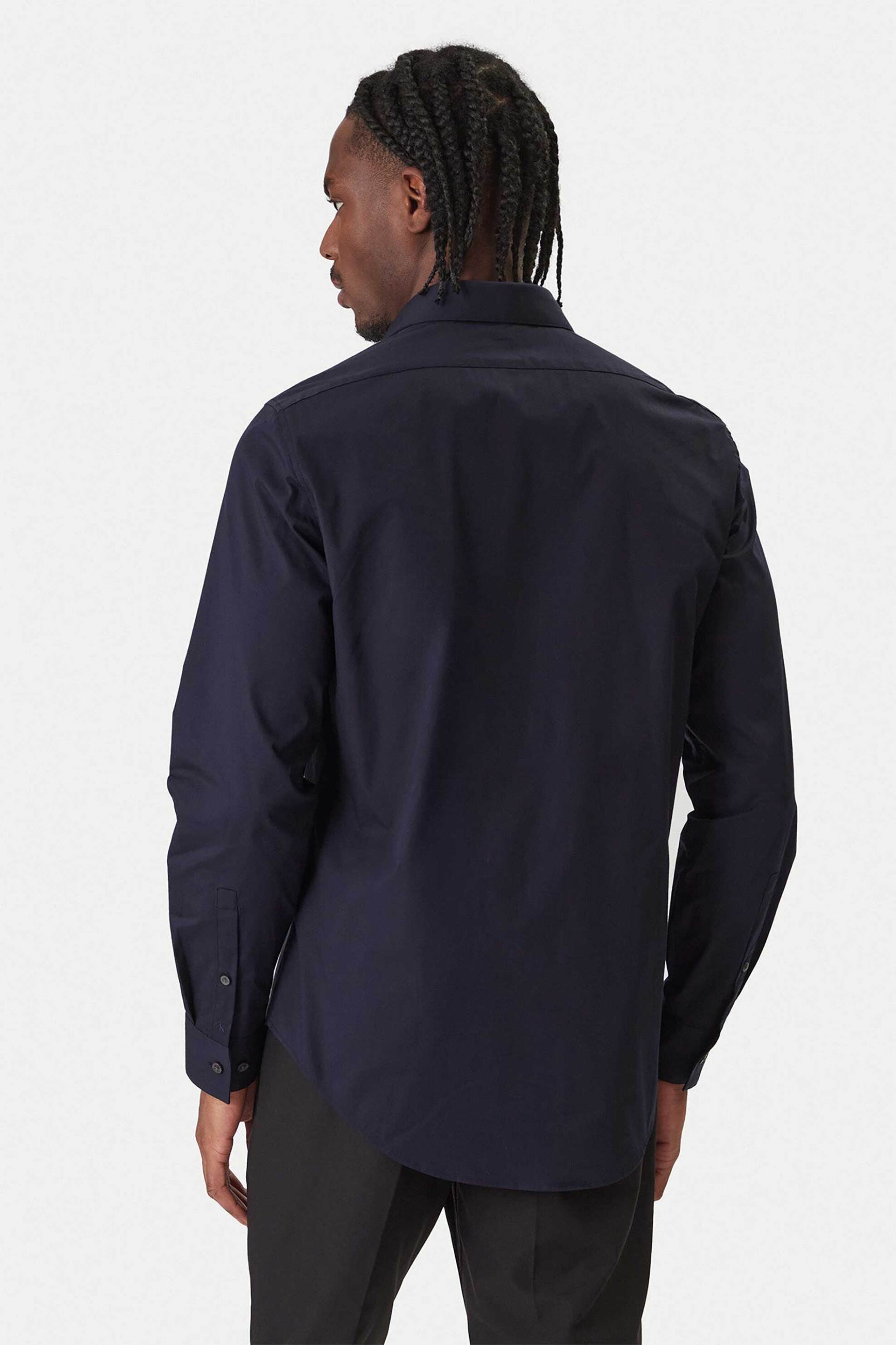 Calvin Klein Ανδρικό Πουκάμισο Μονόχρωμο Slim Fit - Lv019Eu001 Μπλε Σκούρο