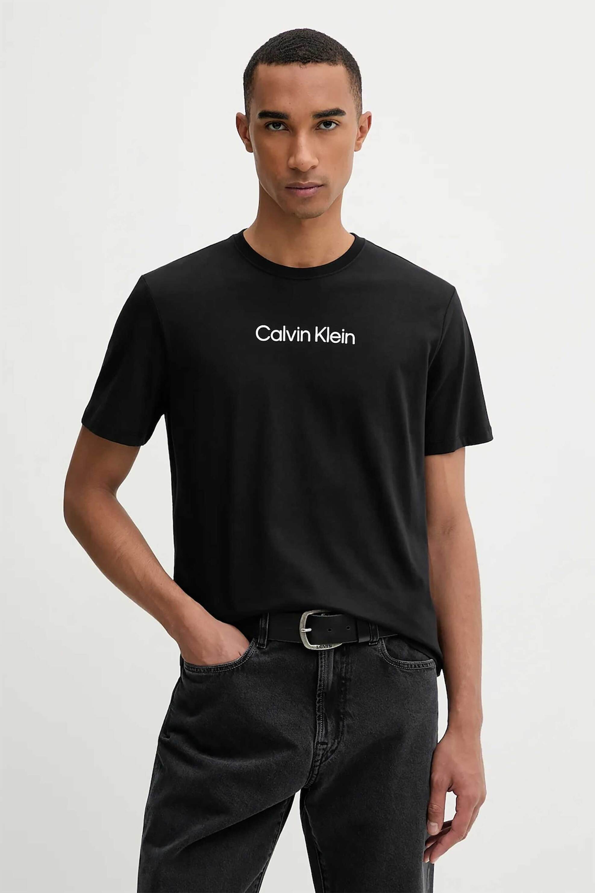 Calvin Klein ανδρικό T-shirt με logo print Regular Fit - LV04LD230G Μαύρο