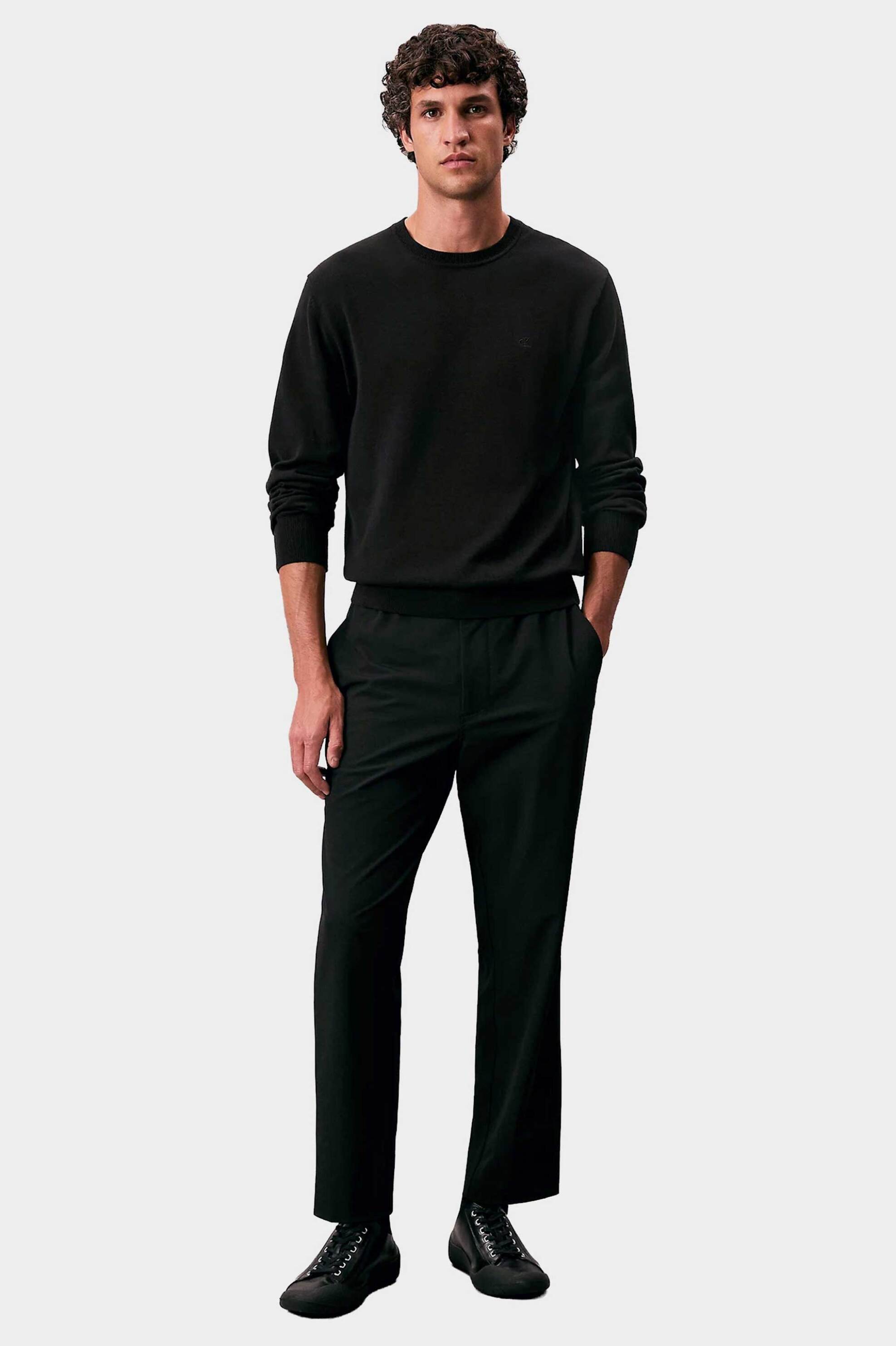 Calvin Klein ανδρικό παντελόνι με ελαστική μέση Slim Fit - LV04LD615G Μαύρο