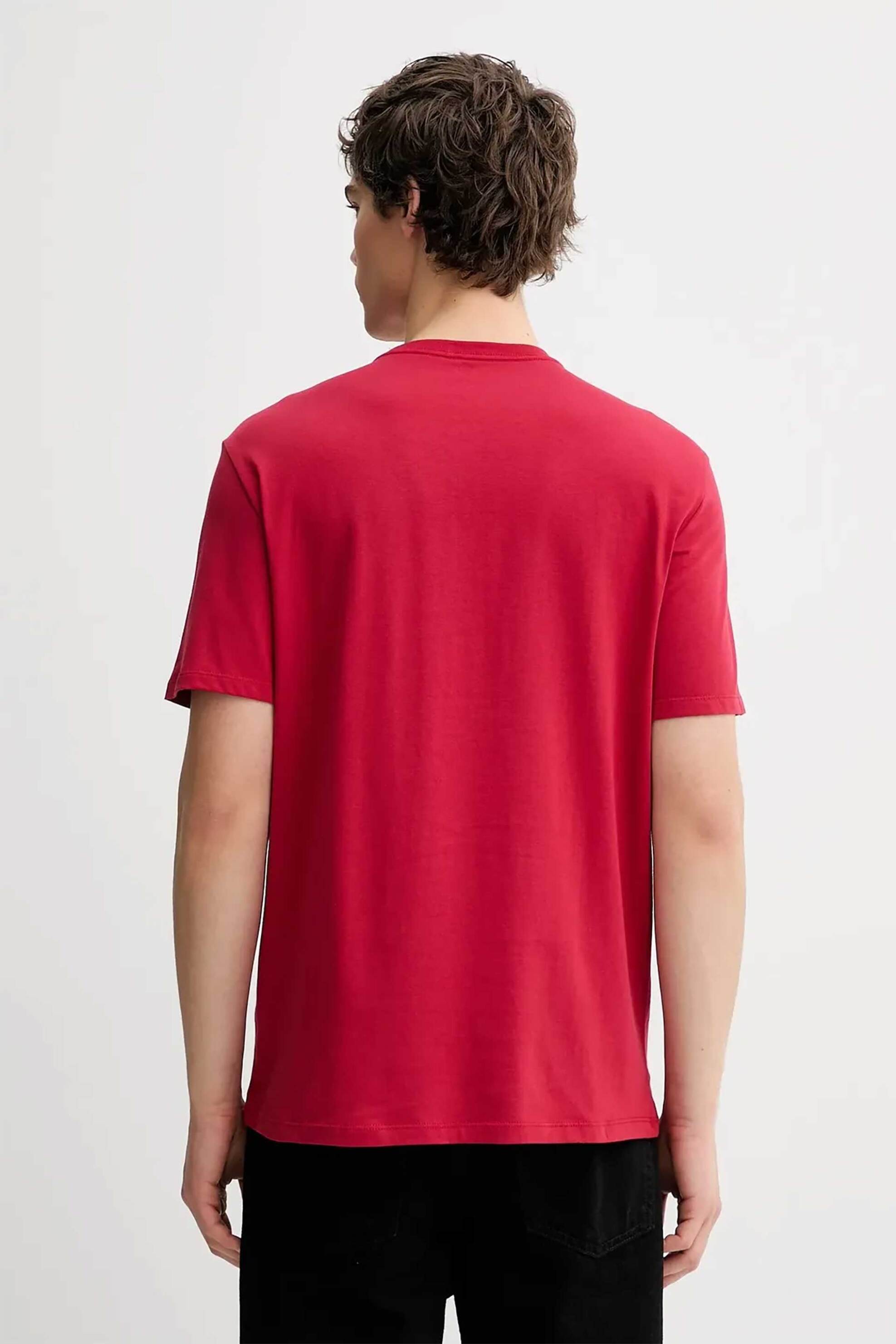 Calvin Klein Ανδρικό T-Shirt με Logo Print Regular Fit - Lv04Re820G Κόκκινο