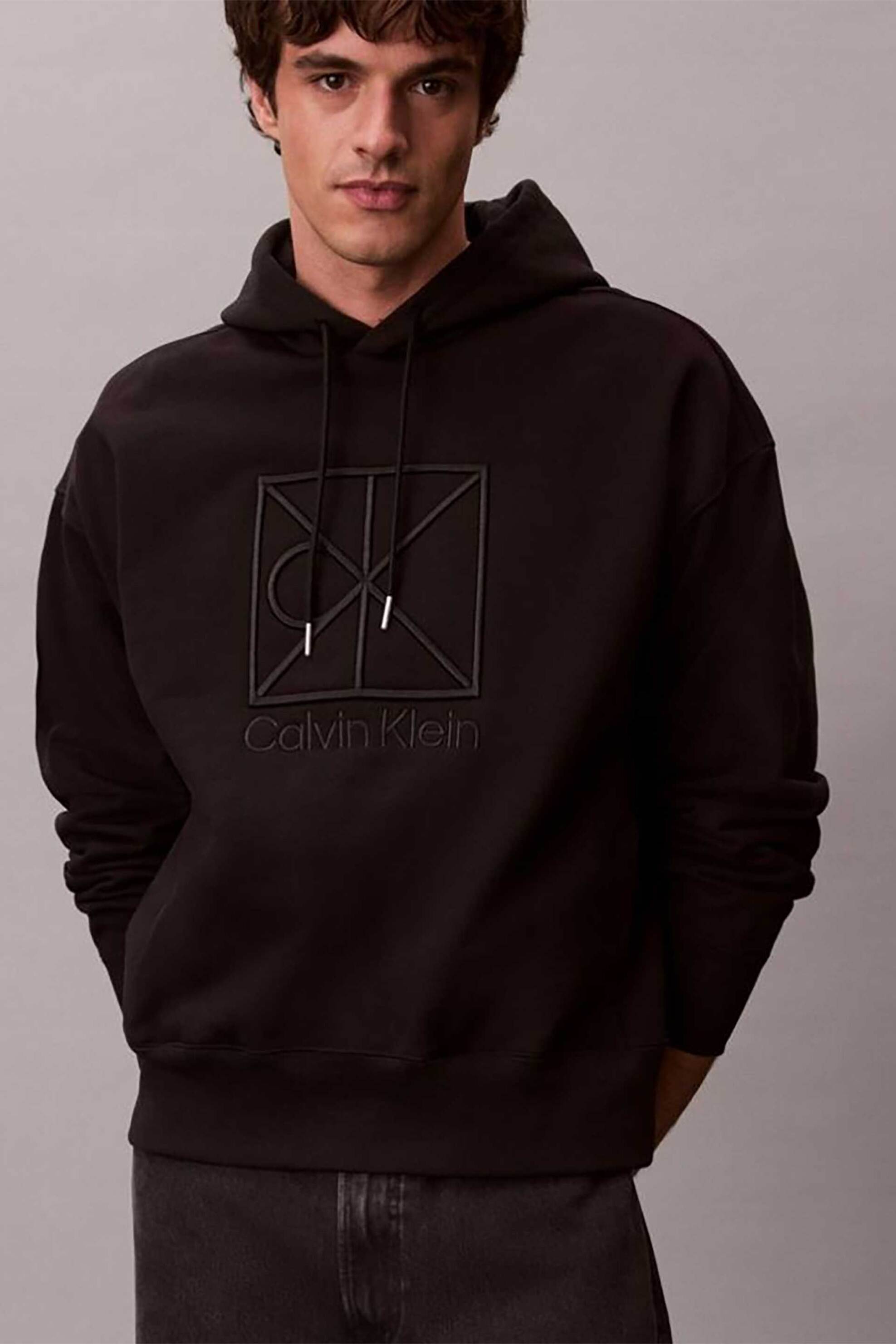 Calvin Klein ανδρική μπλούζα φούτερ με λογότυπο Relaxed Fit - LV14LE201G Μαύρο