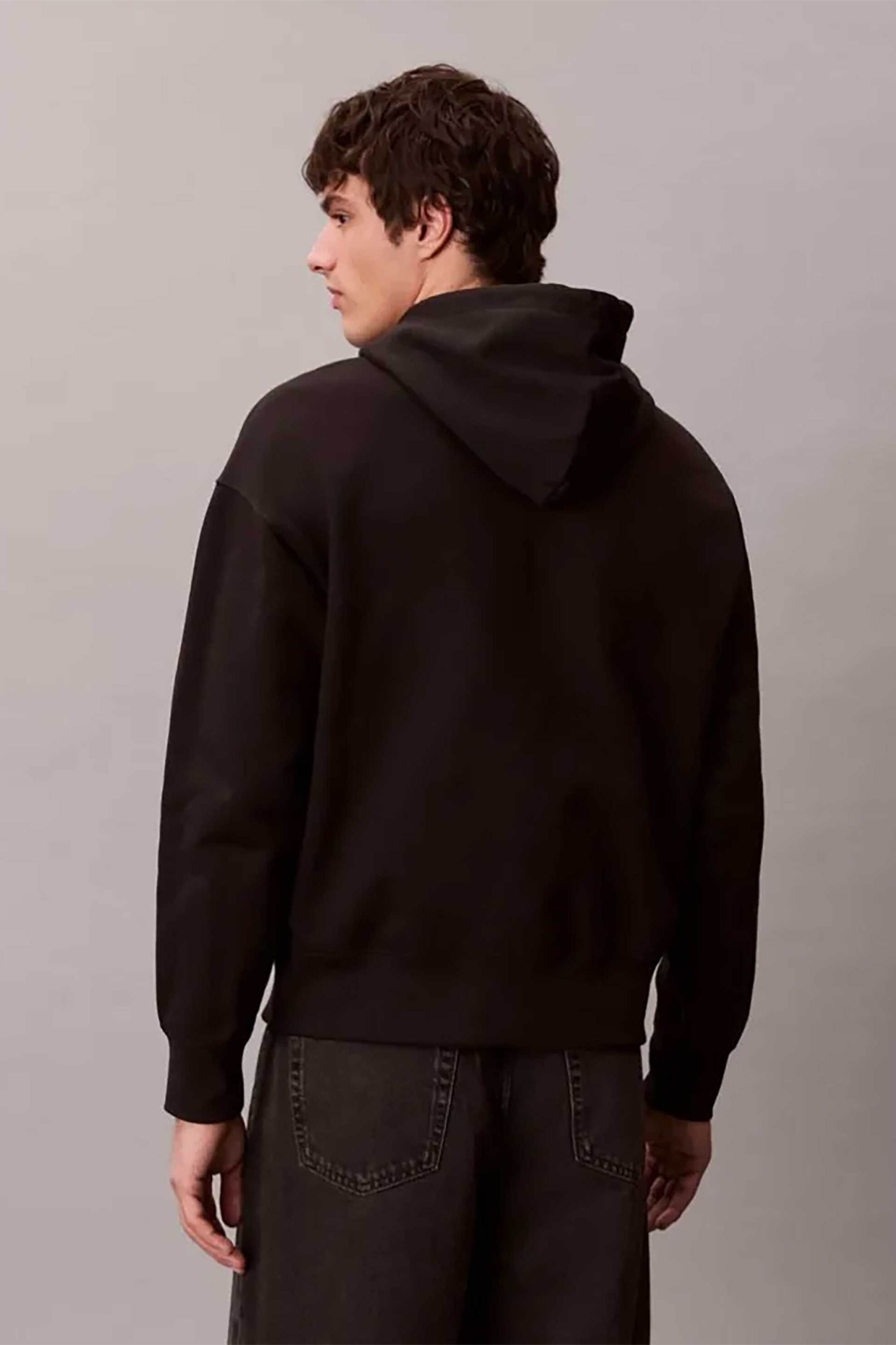 Calvin Klein Ανδρική Μπλούζα Φούτερ με Λογότυπο Relaxed Fit - Lv14Le201G Μαύρο
