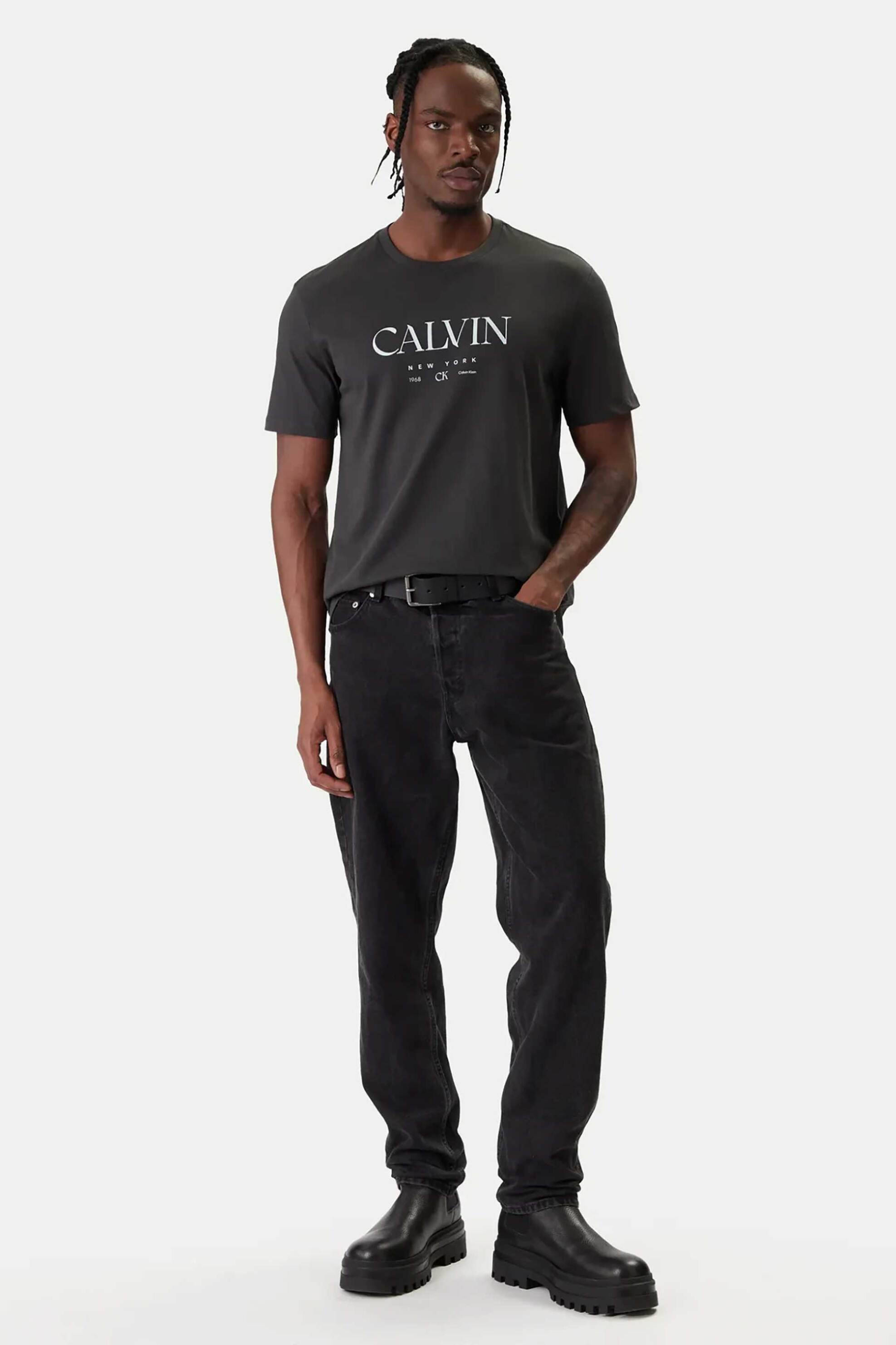 Calvin Klein ανδρικό T-shirt με logo print Regular Fit - LV04RE807G Ανθρακί