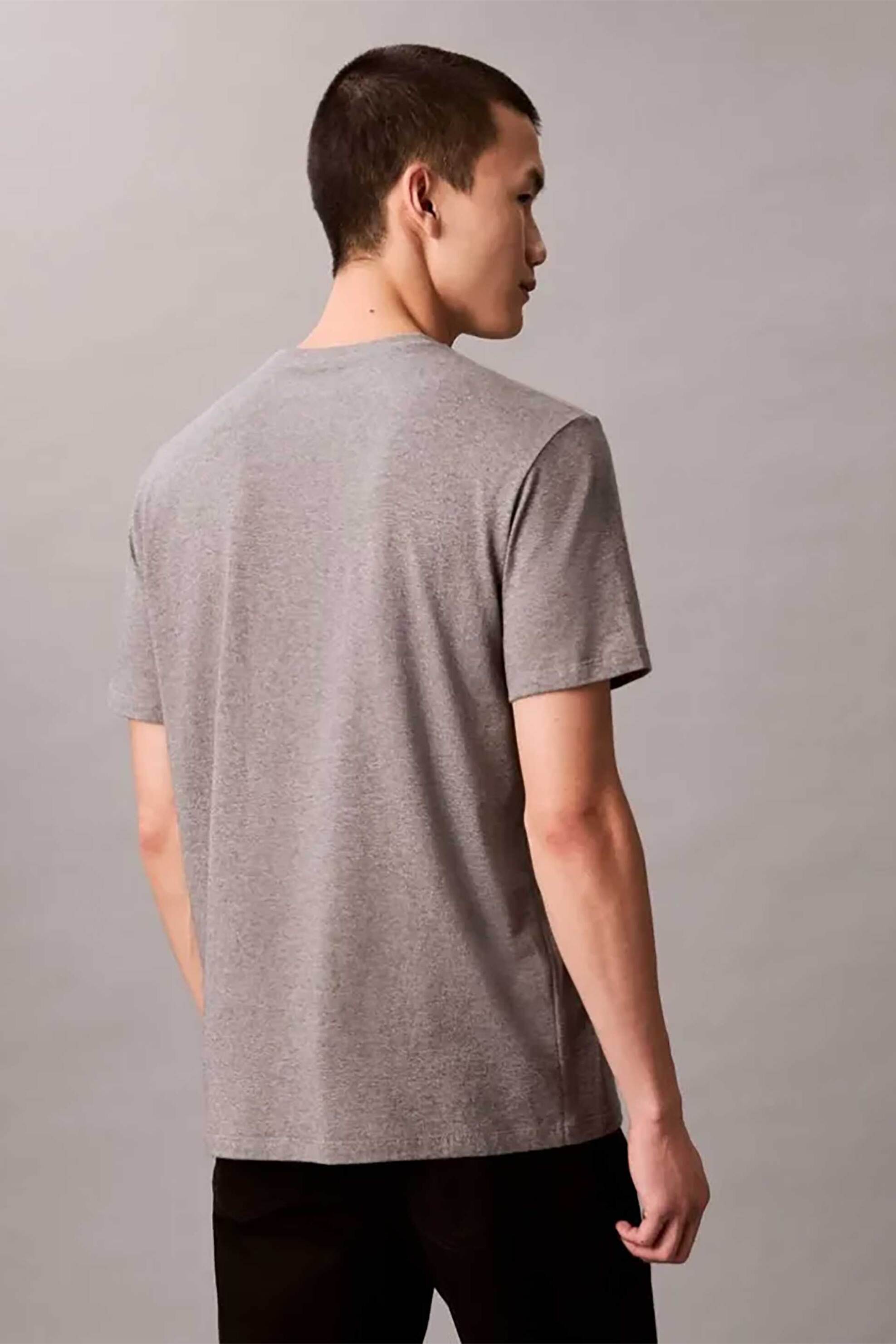 Calvin Klein Ανδρικό T-Shirt με Logo Print Regular Fit - Lv04Re807G Γκρι