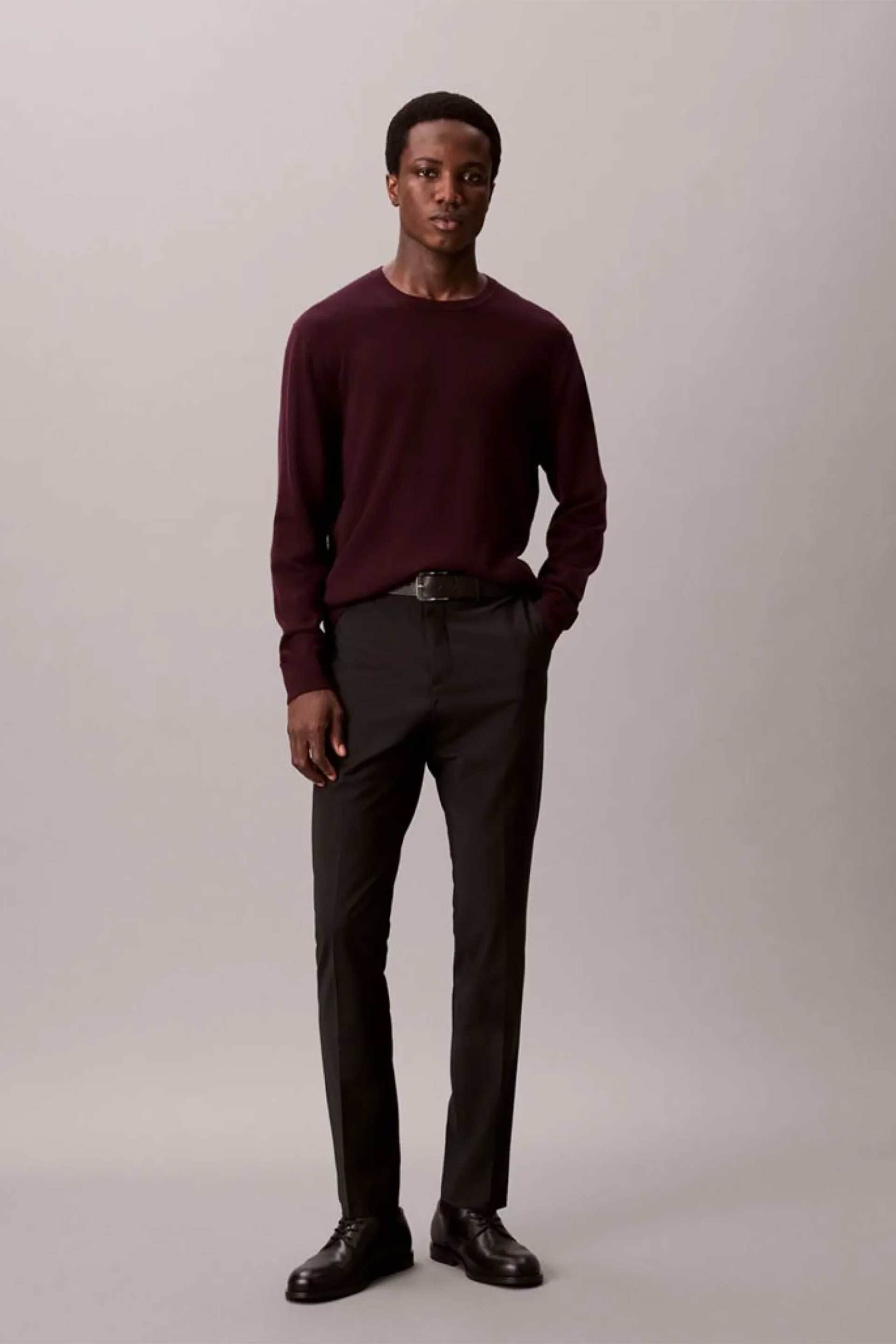 Calvin Klein ανδρικό παντελόνι με μαλλί Slim Fit - LV14LD904G Μαύρο