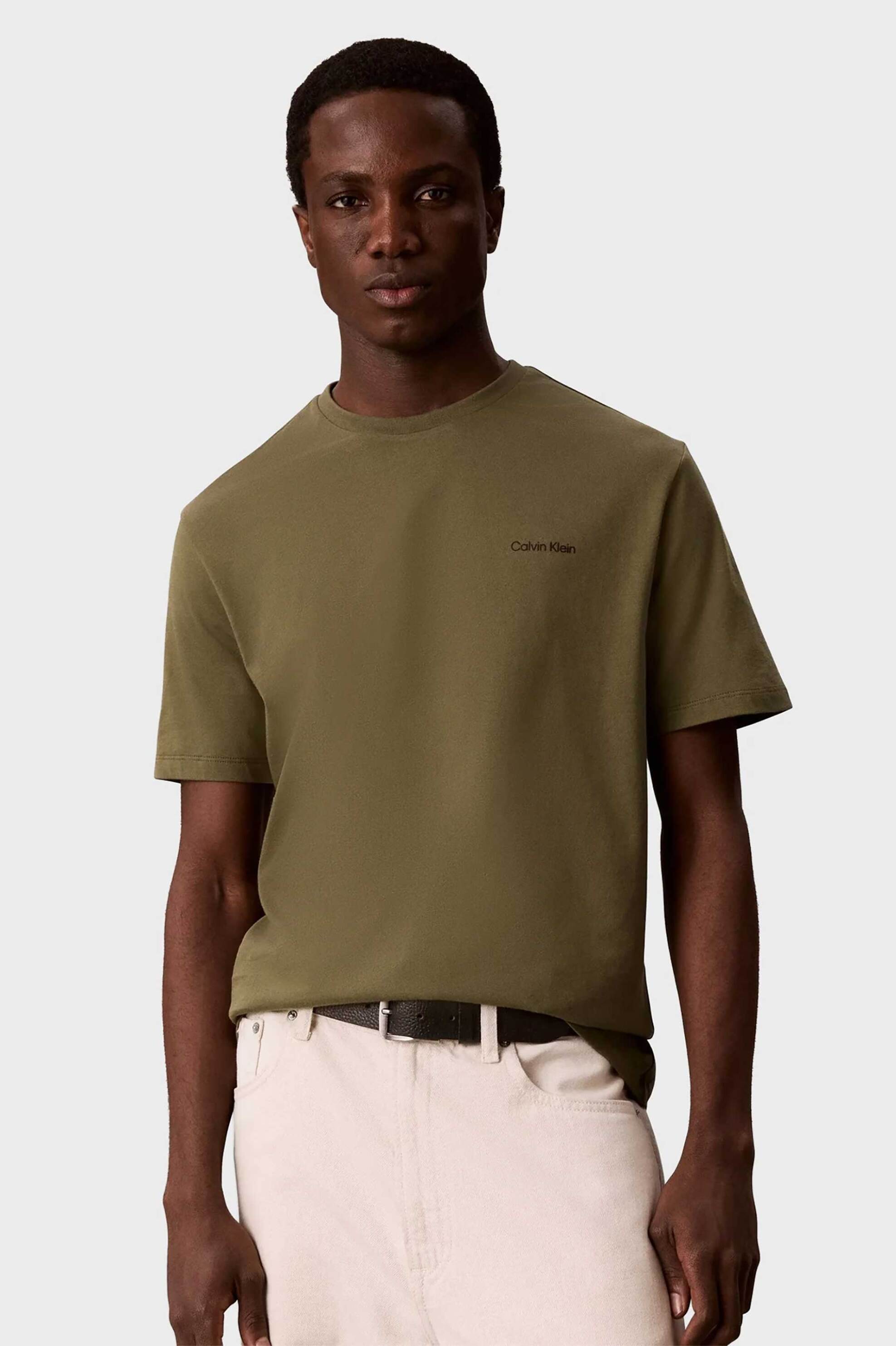 Calvin Klein ανδρικό T-shirt με λογότυπο Regular Fit - LV04LC255G Λαδί