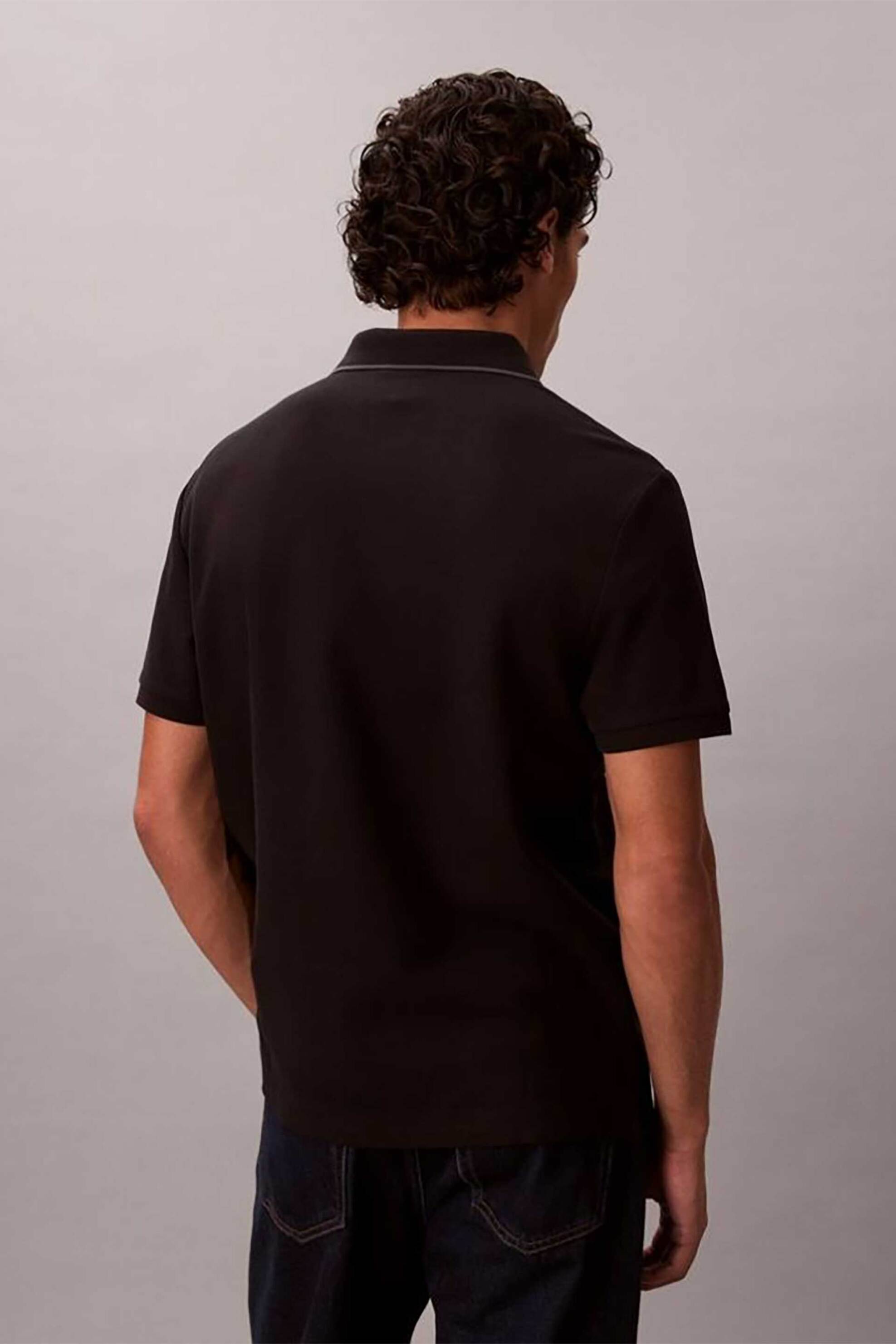 Calvin Klein Ανδρική Μπλούζα Πόλο με Κεντημένο Λογότυπο Regular Fit - Lv04Lc239G Μαύρο