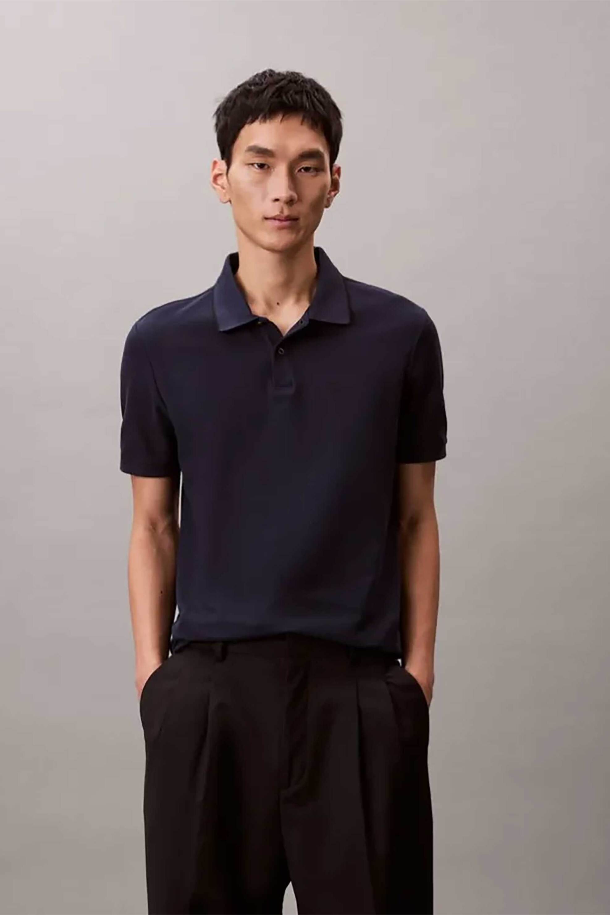 Calvin Klein ανδρική μπλούζα πόλο με κεντημένο λογότυπο Regular Fit - LV04LC239G Μπλε Σκούρο