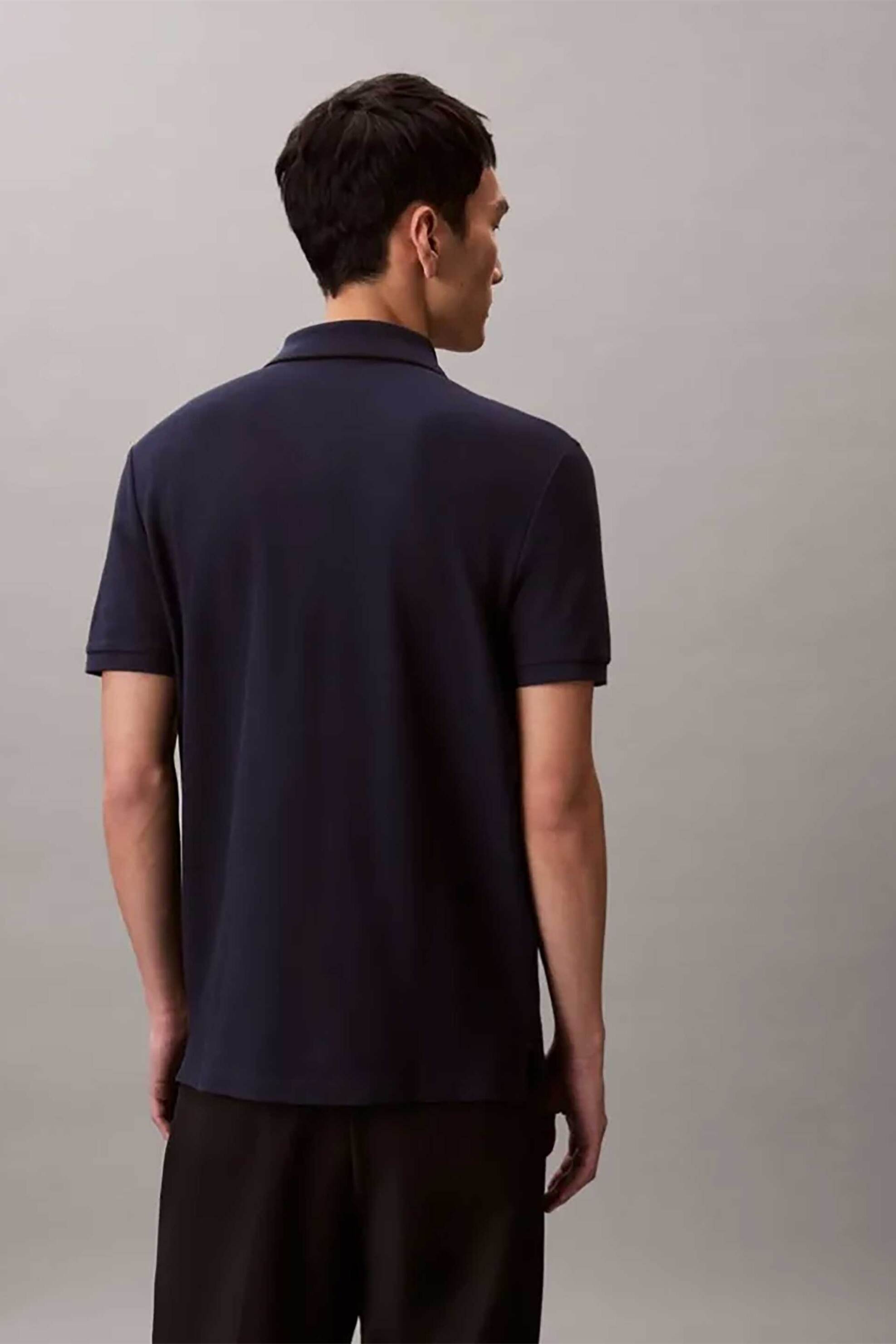 Calvin Klein Ανδρική Μπλούζα Πόλο με Κεντημένο Λογότυπο Regular Fit - Lv04Lc239G Μπλε Σκούρο