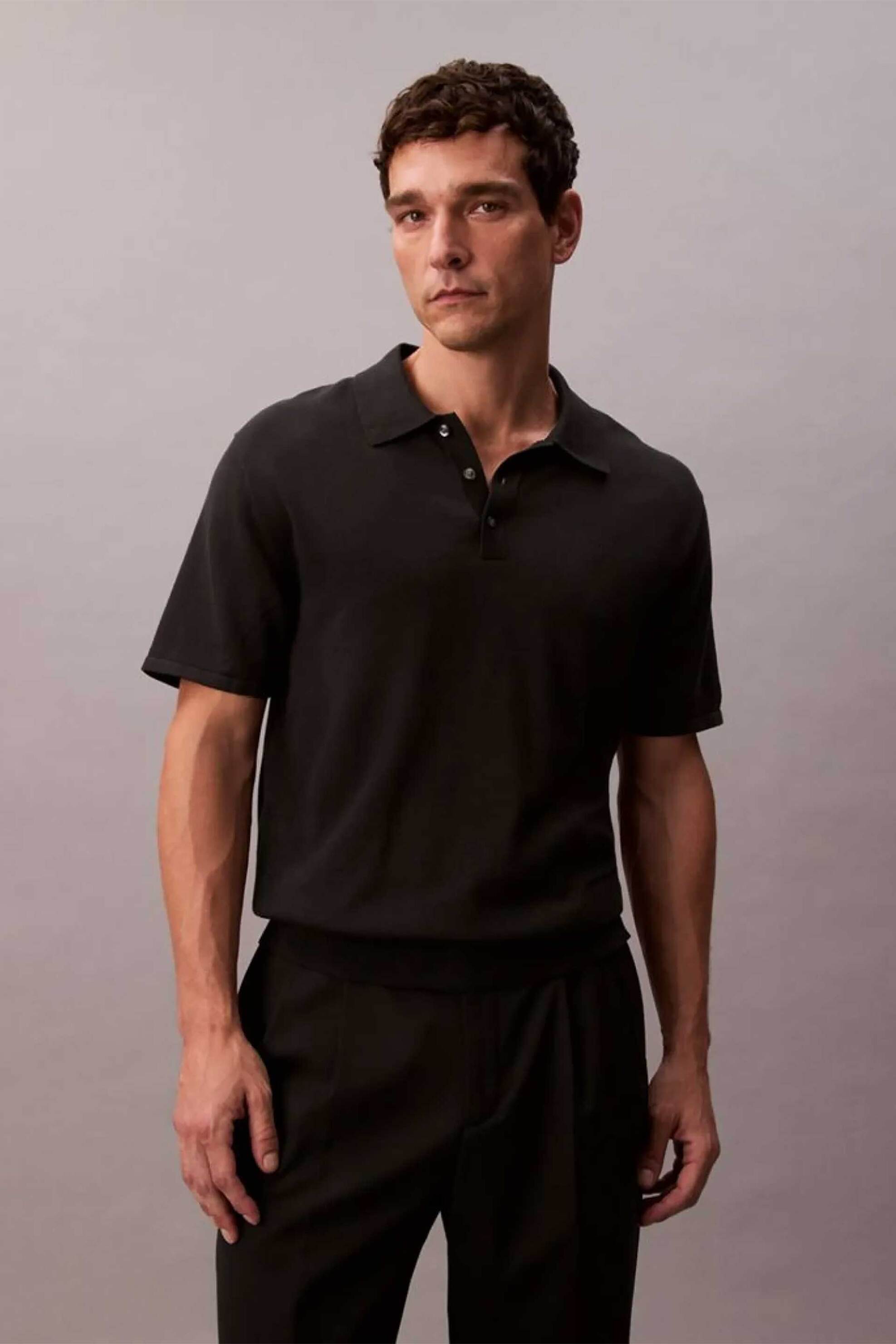 Calvin Klein ανδρικό T-shirt με logo print Regular Fit - LV04LC326G Μαύρο
