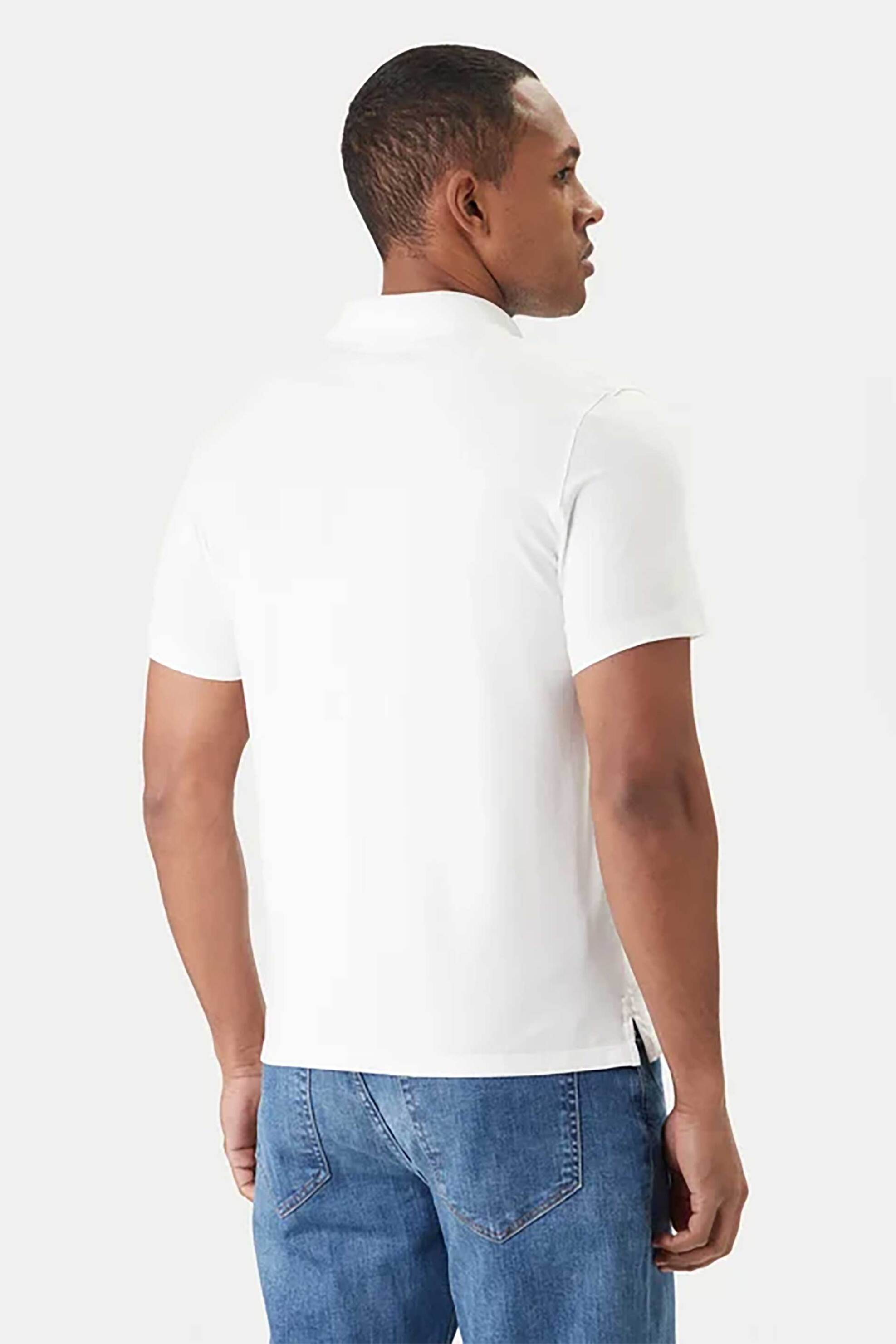 Calvin Klein Ανδρική Μπλούζα Πόλο με Κεντημένο Monogram Slim Fit - Lv04Lf200G Λευκό