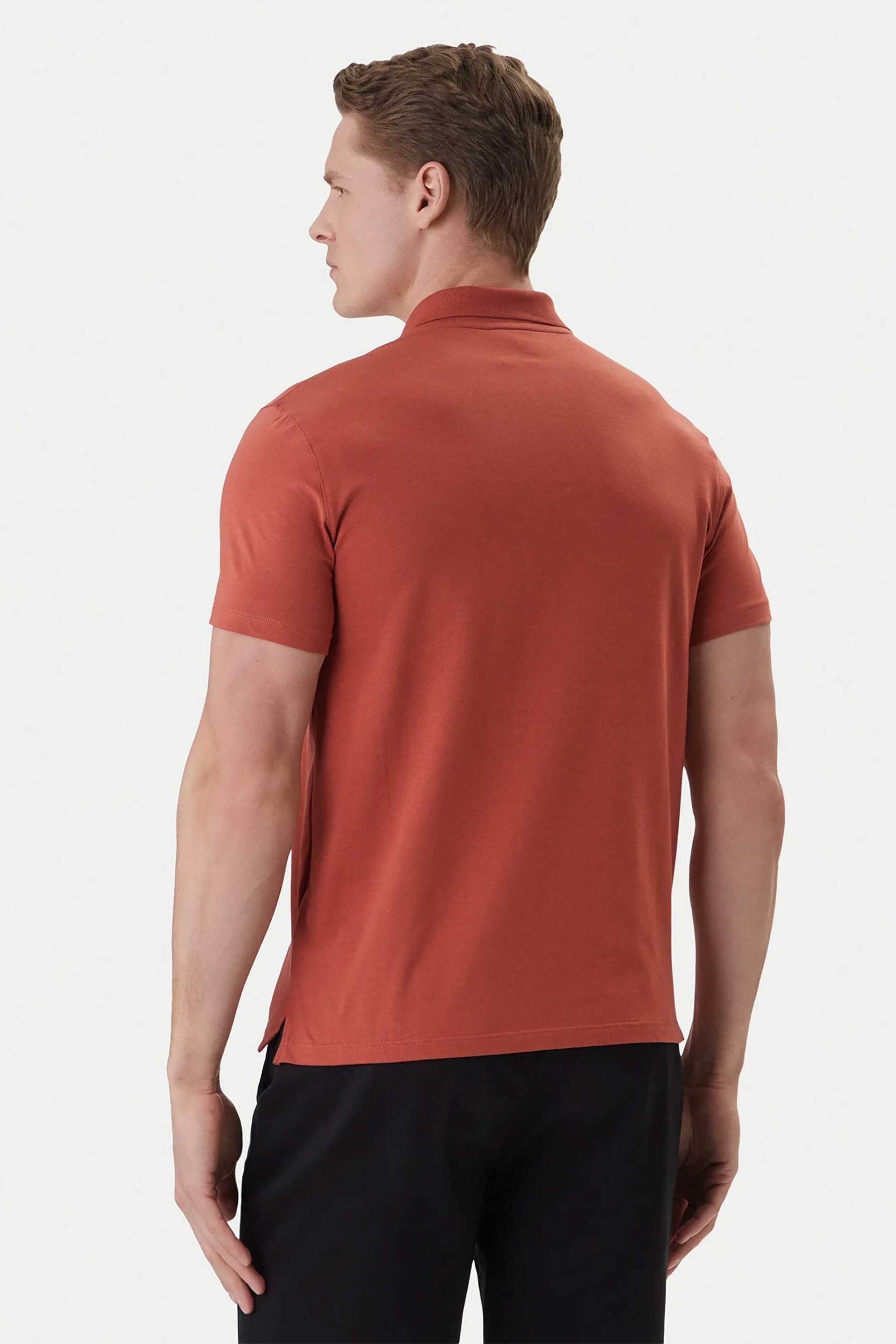 Calvin Klein Ανδρική Μπλούζα Πόλο με Κεντημένο Monogram Slim Fit - Lv04Lf200G Πορτοκαλί
