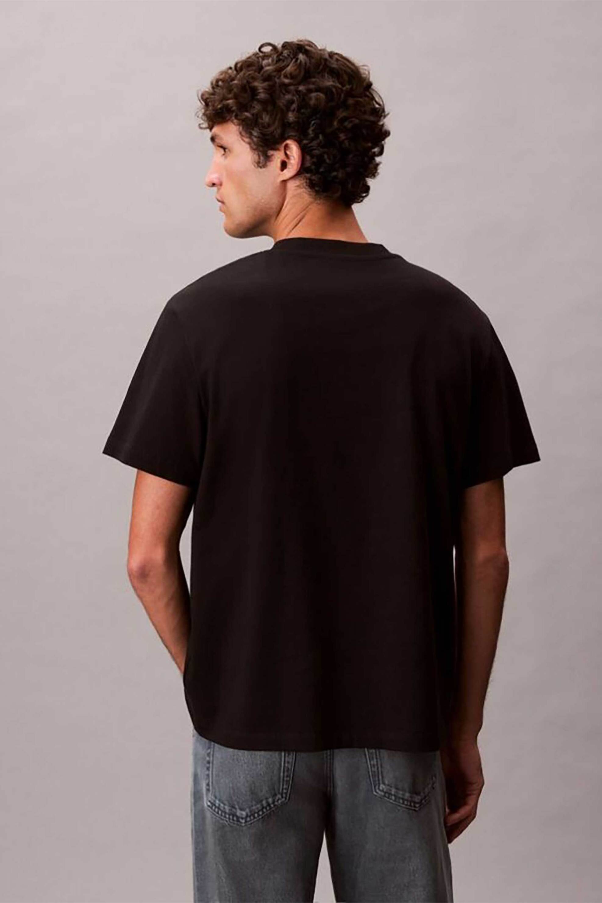 Calvin Klein Ανδρικό T-Shirt με Ανάγλυφο Λογότυπο - Lv04Lf811G Μαύρο