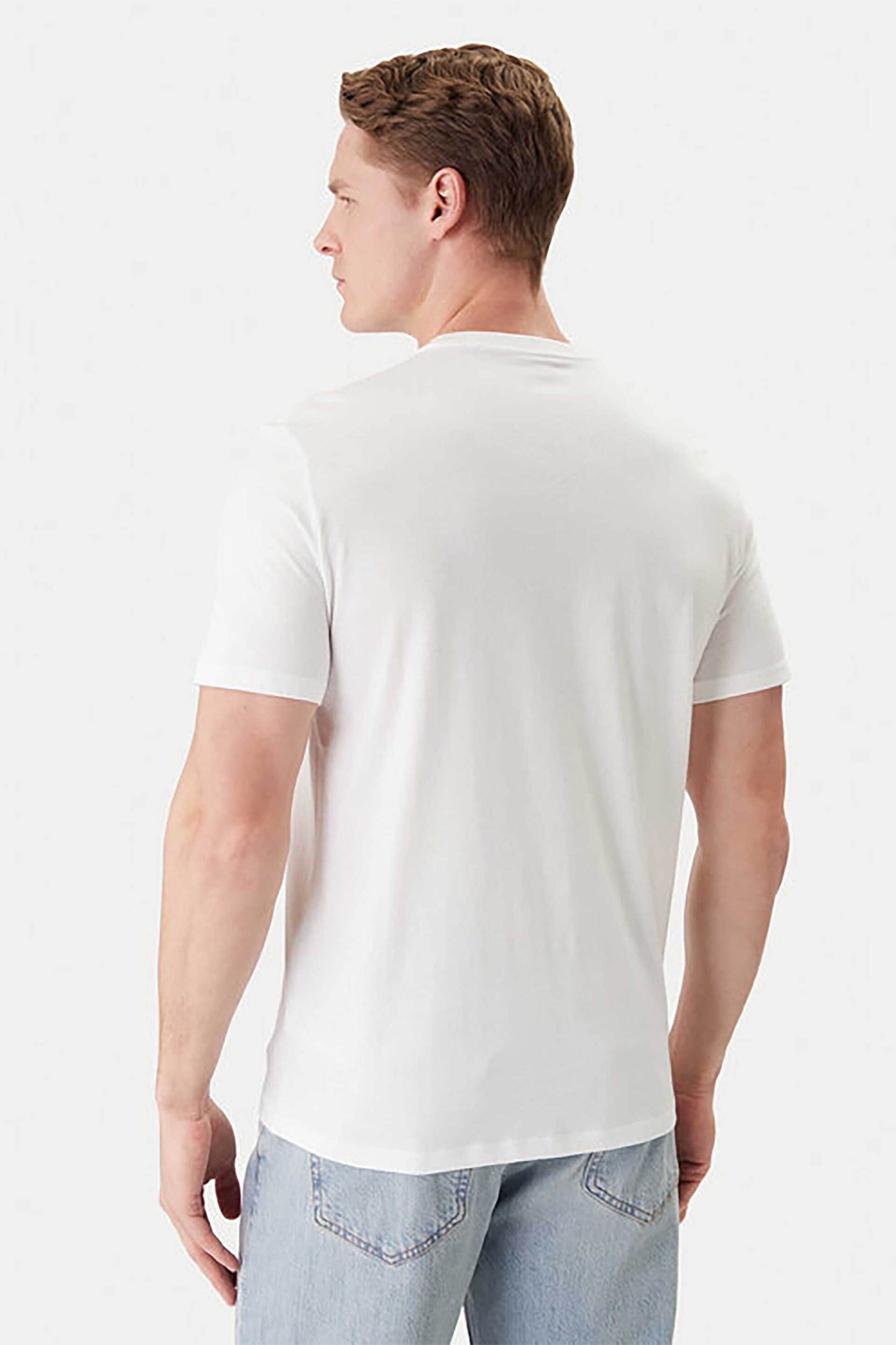 Calvin Klein Ανδρικό T-Shirt με Distressed Monogram Print - Lv04Rf853G Λευκό