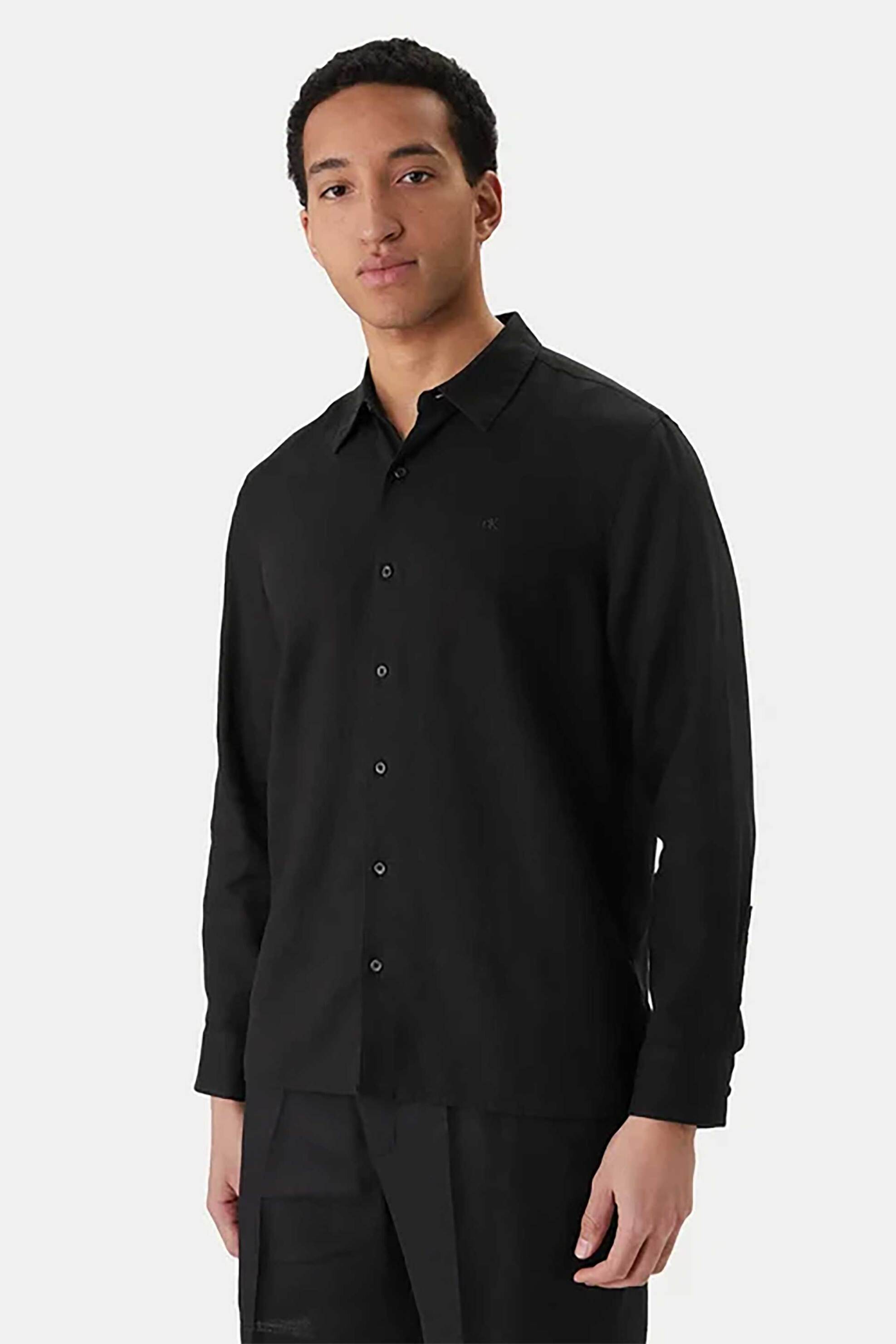 Calvin Klein ανδρικό πουκάμισο μονόχρωμο Regular Fit - LV04LE125G Μαύρο
