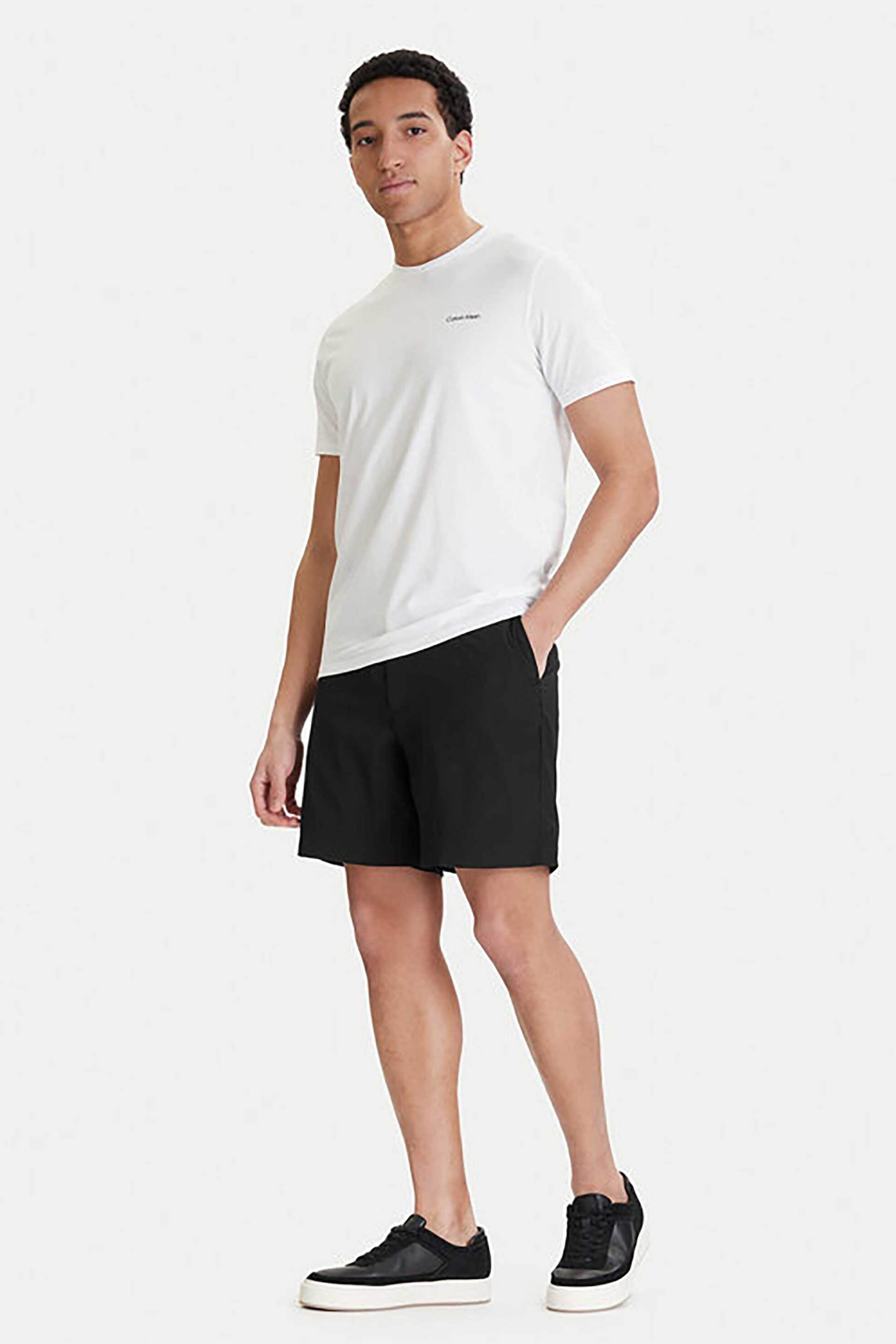 Calvin Klein ανδρικό σορτς με λογότυπο Straight fit - LV04LF610G Μαύρο