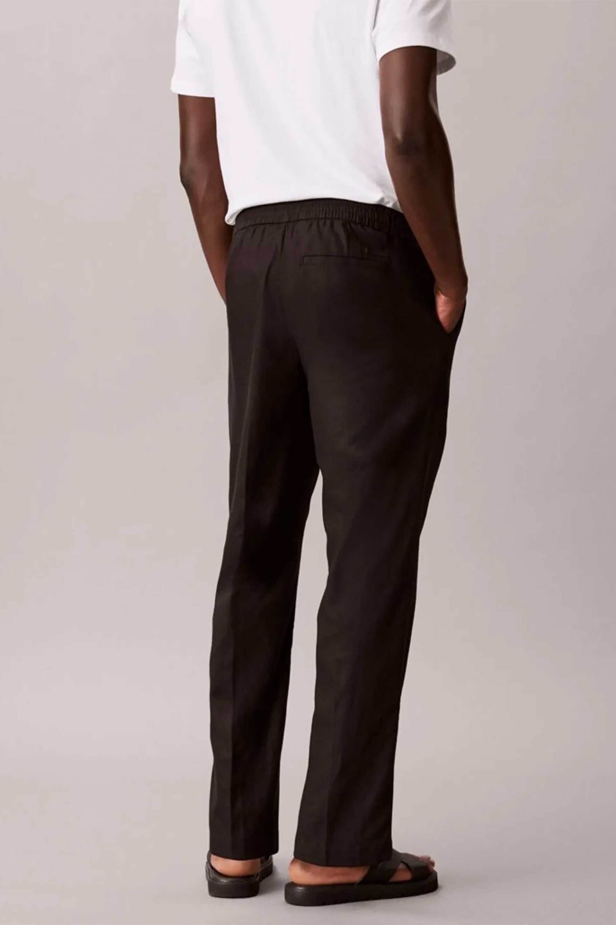 Calvin Klein Ανδρικό Παντελόνι με Ελαστική Μέση Straight Fit - Lv04Lf619G Μαύρο