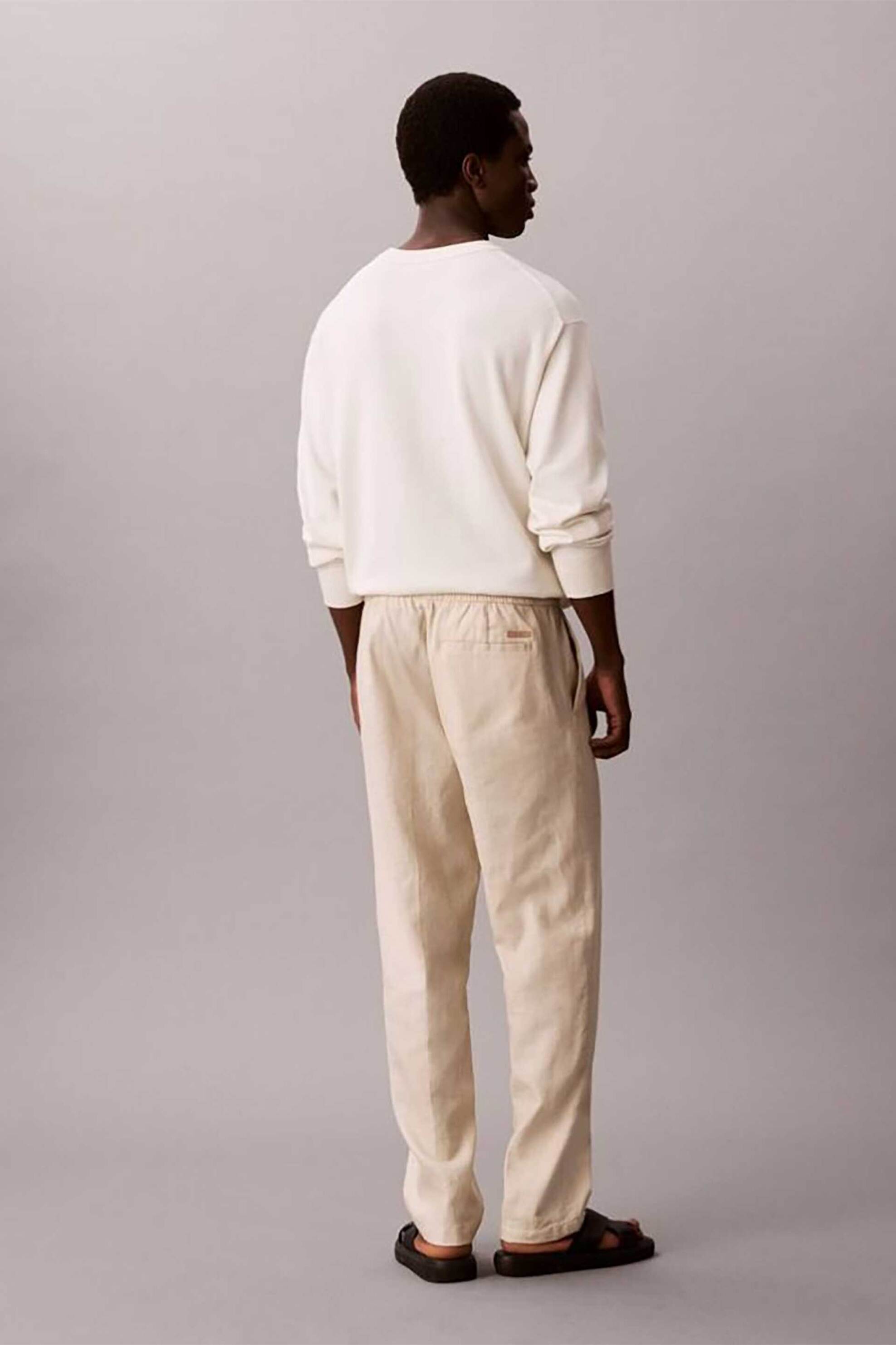Calvin Klein Ανδρικό Παντελόνι με Ελαστική Μέση Straight Fit - Lv04Lf619G Μπεζ