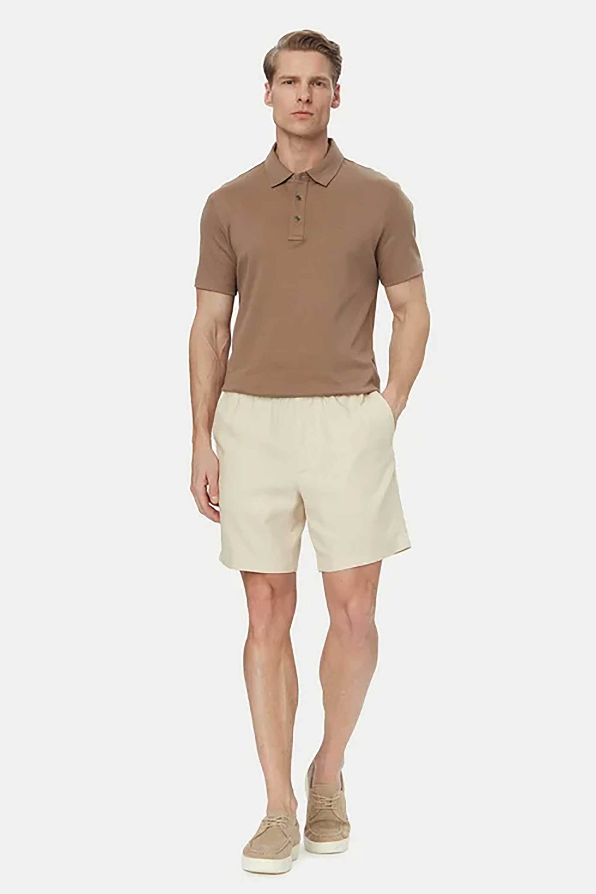 Calvin Klein ανδρικό σορτς με λινό Straight fit - LV04LF620G Μπεζ
