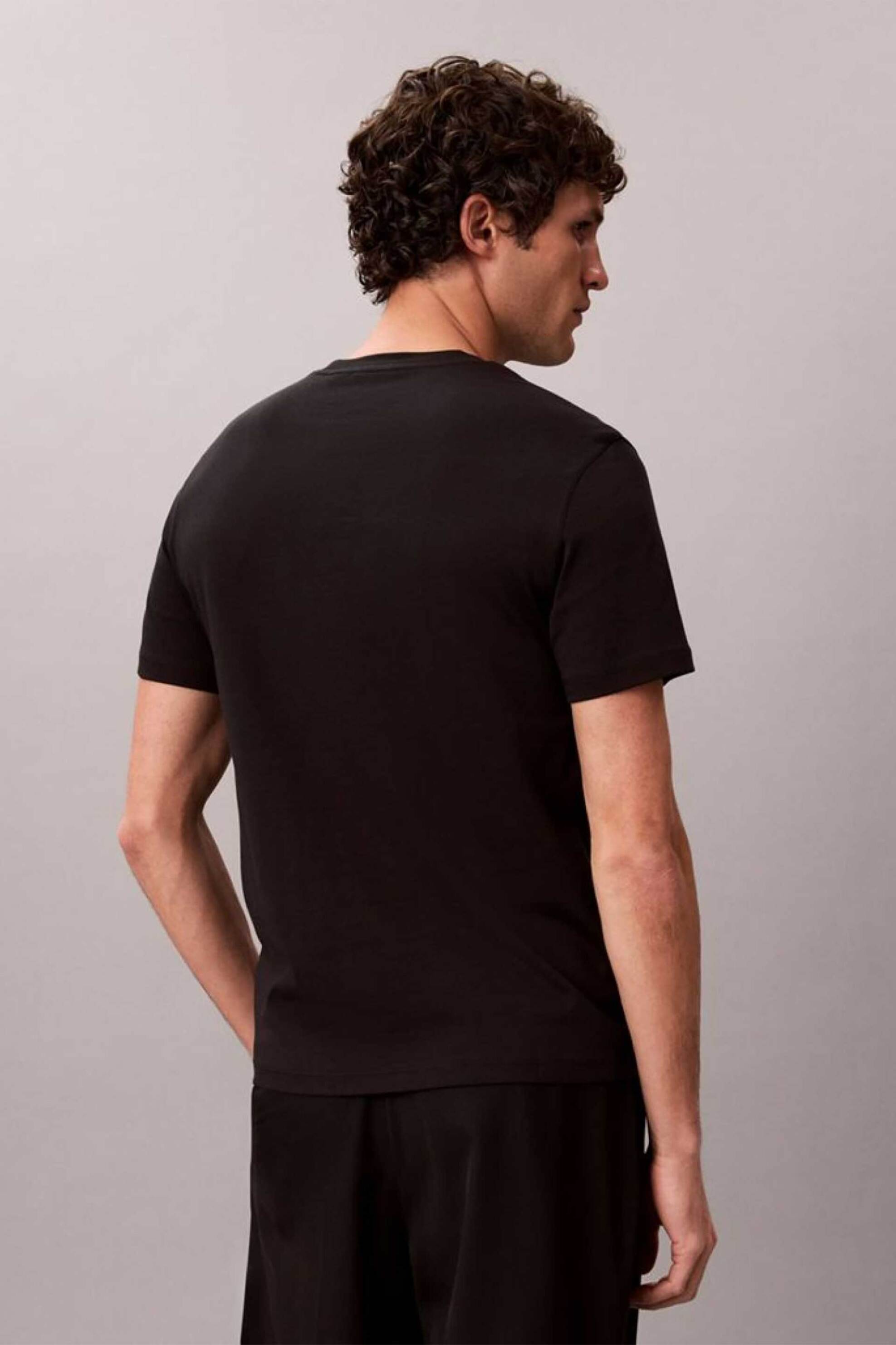Calvin Klein Ανδρικό T-Shirt με Logo Patch Slim Fit - Lv04Lg222G Μαύρο