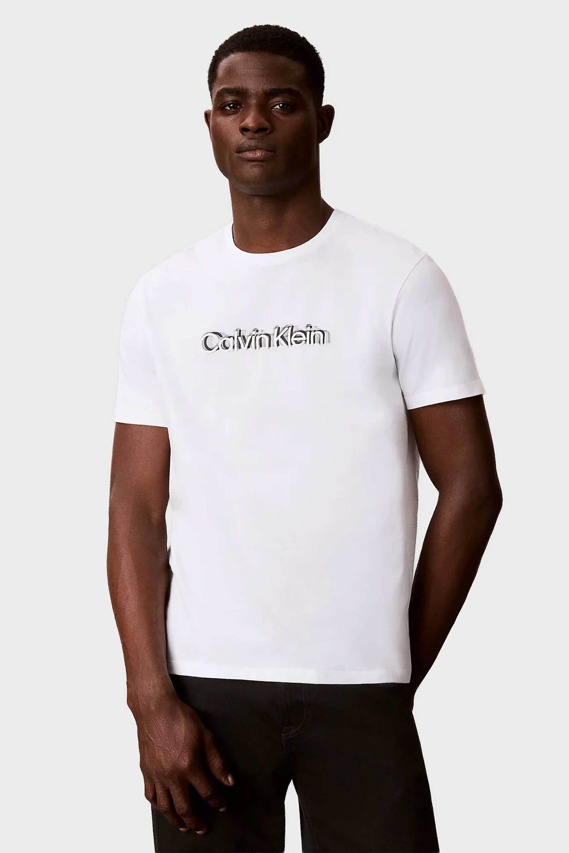 Calvin Klein ανδρικό T-shirt με graphic logo Regular Fit - LV04LG809G Λευκό