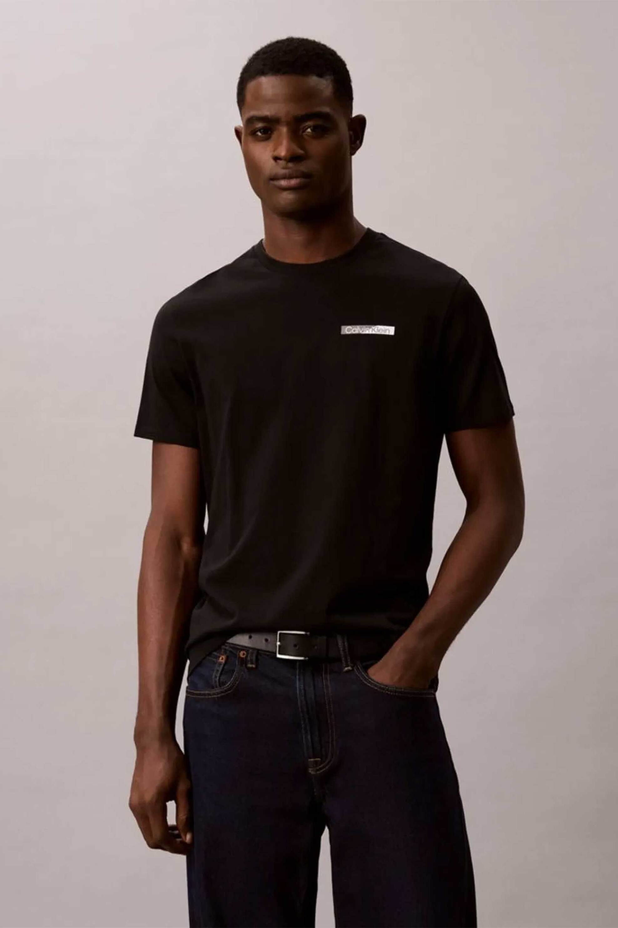 Calvin Klein ανδρικό T-shirt με graphic logo print Regular Fit - LV04LG810G Μαύρο