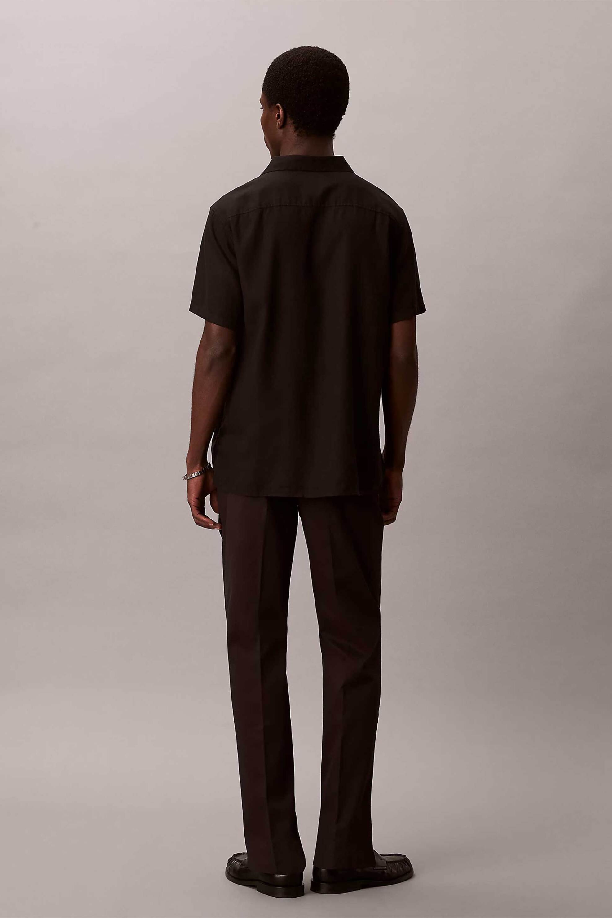 Calvin Klein Ανδρικό Παντελόνι Chino Σατέν Straight Fit - Lv04Lf625G Μαύρο