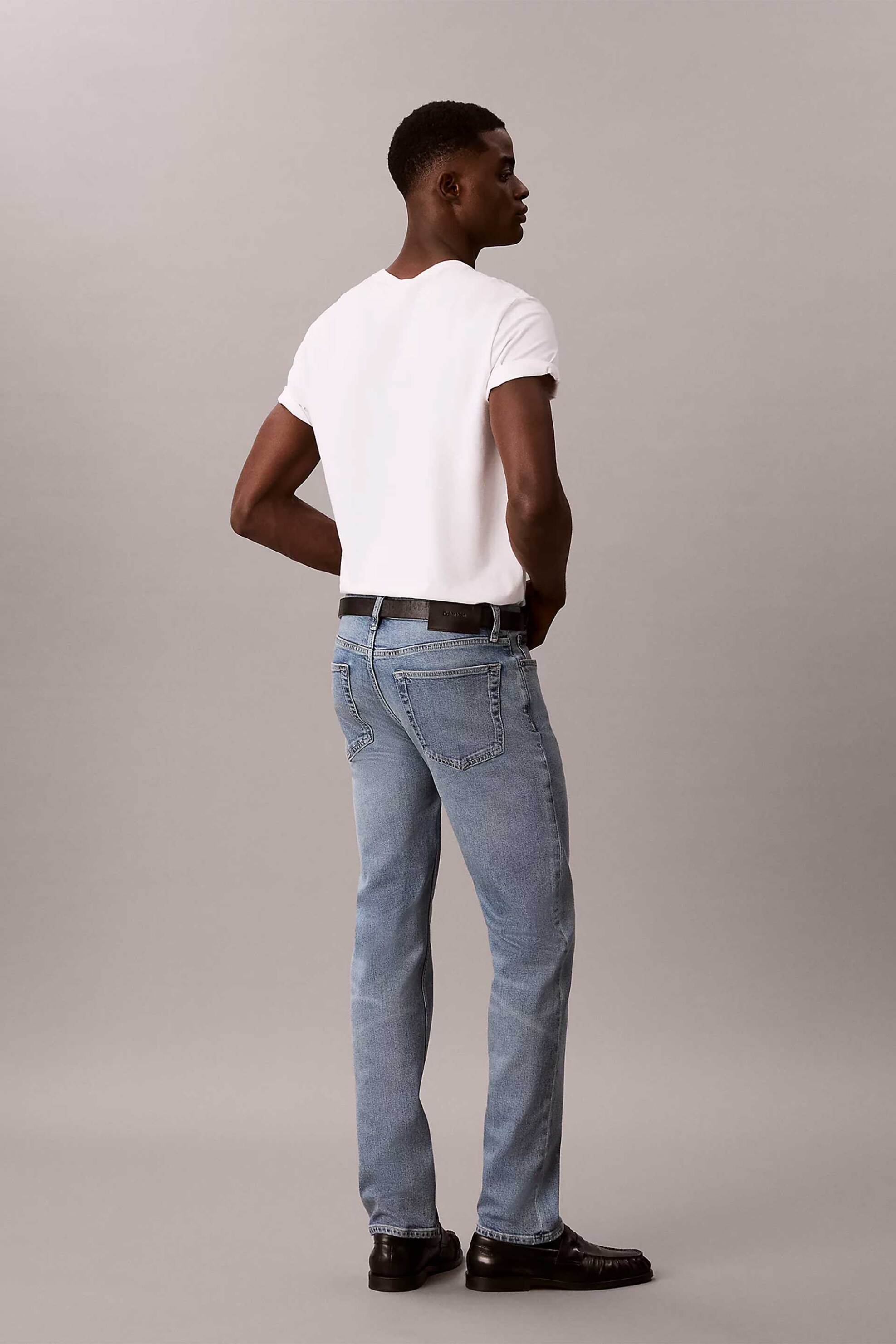 Calvin Klein Ανδρικό Τζιν Παντελόνι Πεντάτσεπο Slim Straight Fit - Lv04Rh738G Denim Blue