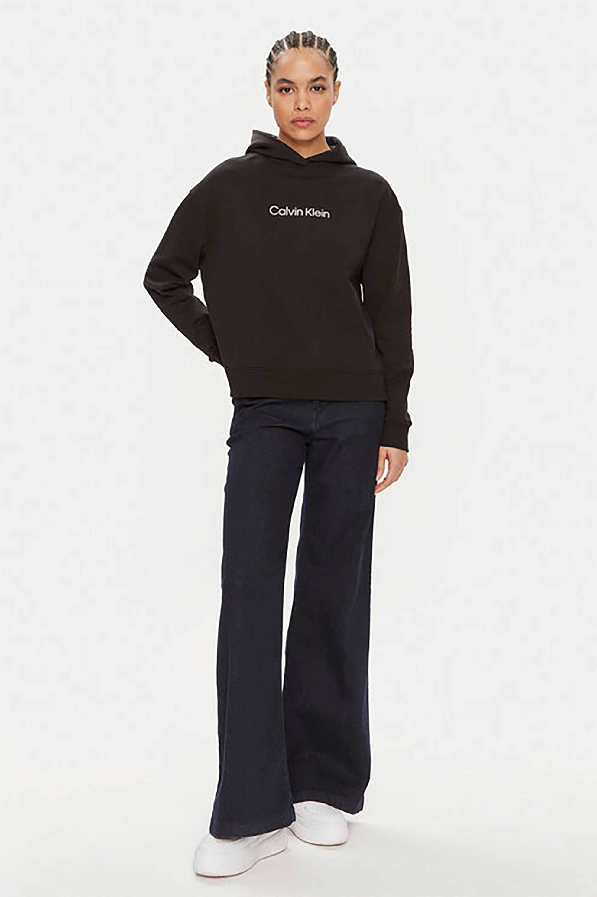 CALVIN KLEIN Calvin Klein γυναικεία μπλούζα φούτερ με κουκούλα και λογότυπο Regular Fit - K20K205449 Μαύρο - 3