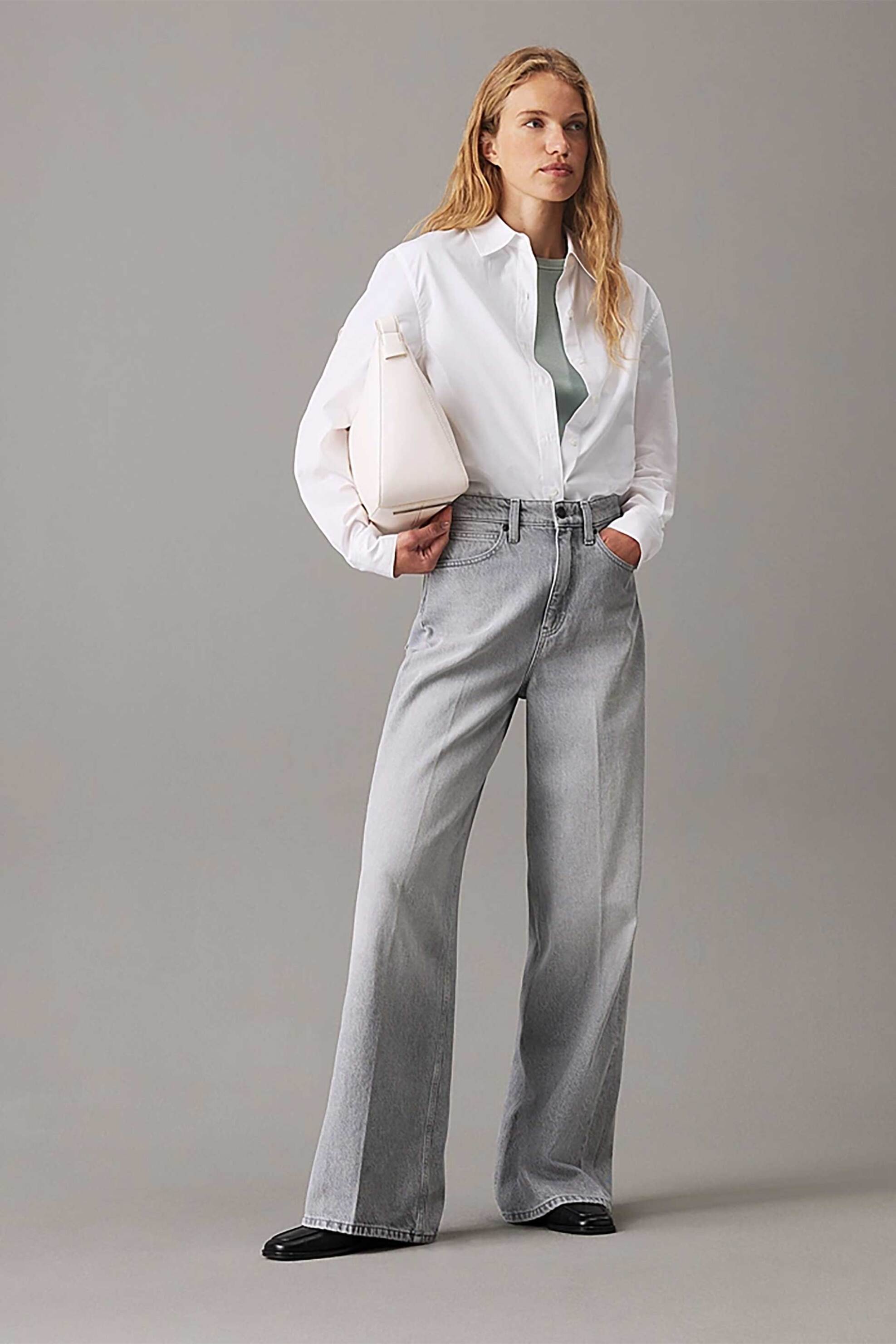 Calvin Klein γυναικείο τζιν παντελόνι ψηλόμεσο Wide Leg - K20K208113 Γκρι